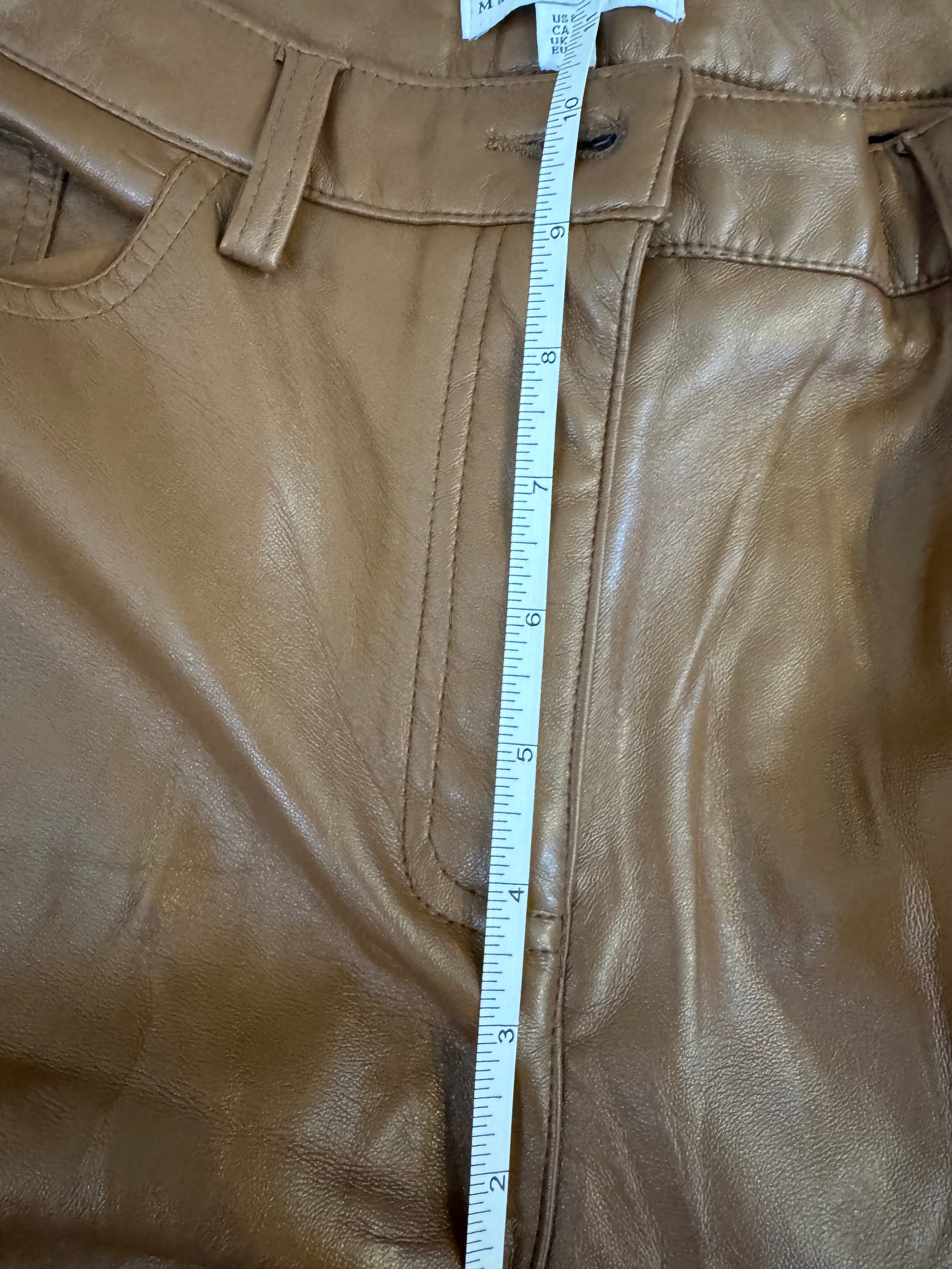 Maison d’Amélie Paris Brown Faux Leather Pants Women’s Size 8 Straight Leg Vegan Leather