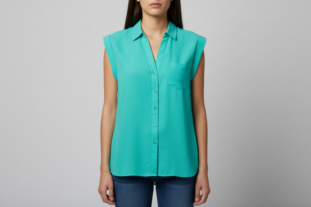 💚 NWT Limited Brand Teal Sleeveless Button-Up Blouse | Size L | Chic & Polished