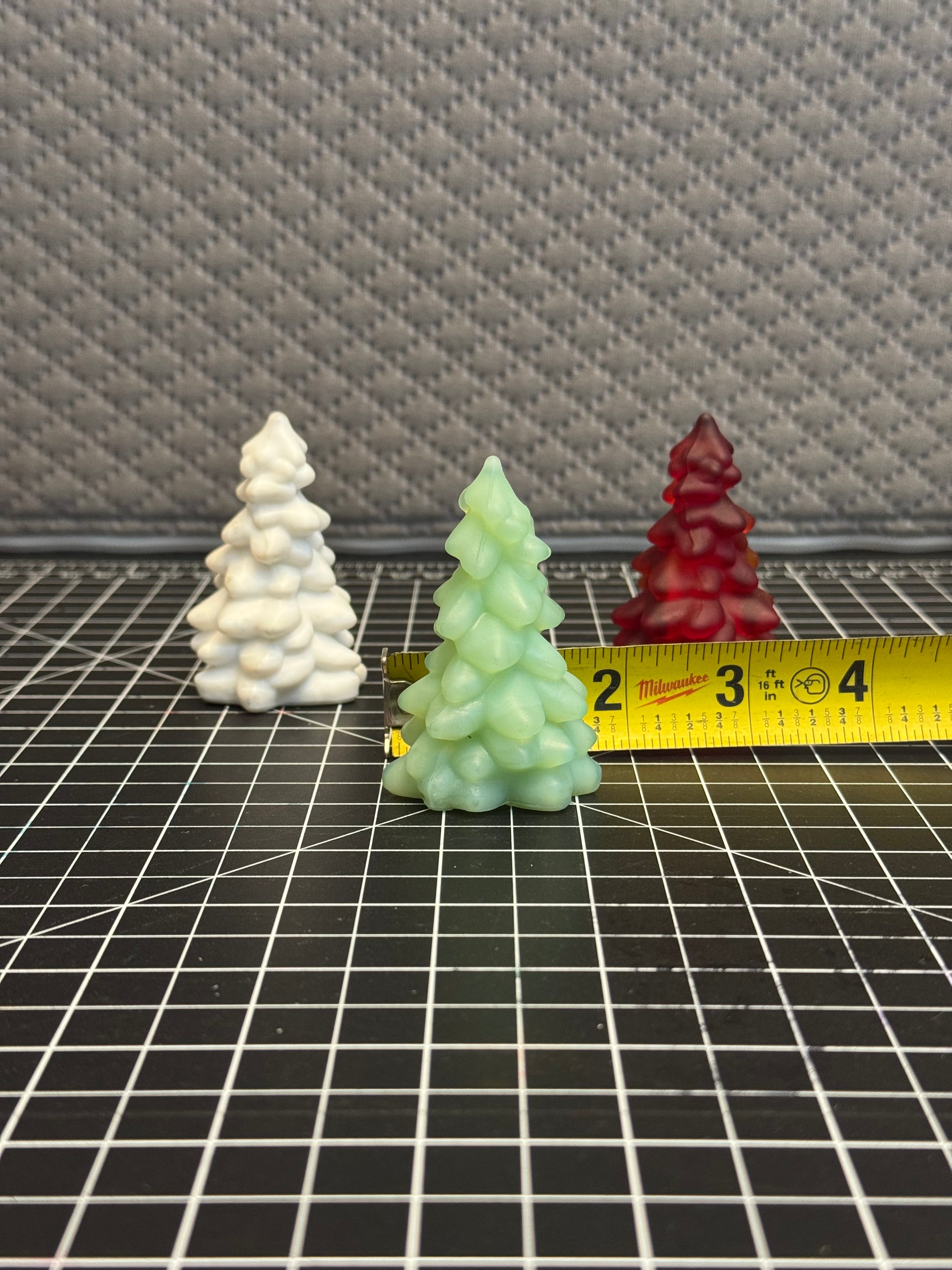 UV Reactive Red Christmas Tree Set Vintage Style Holiday Decor 3pc