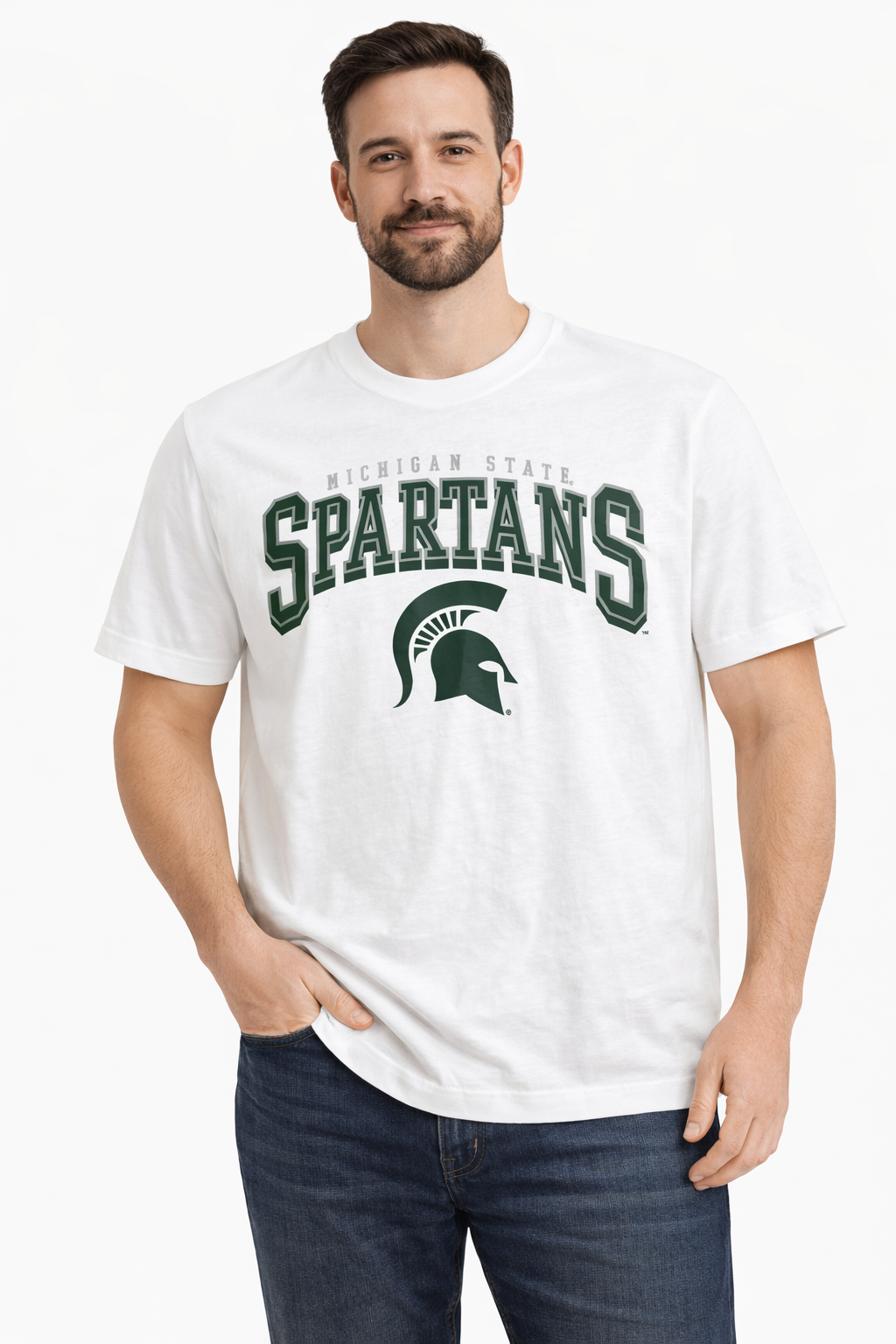 Michigan State Spartans T Shirt Mens Small NWT NCAA College Graphic White Spartans Tee