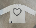 Zara Girls Long Sleeve Heart Graphic Top Size 6-7 120cm Cream NWT