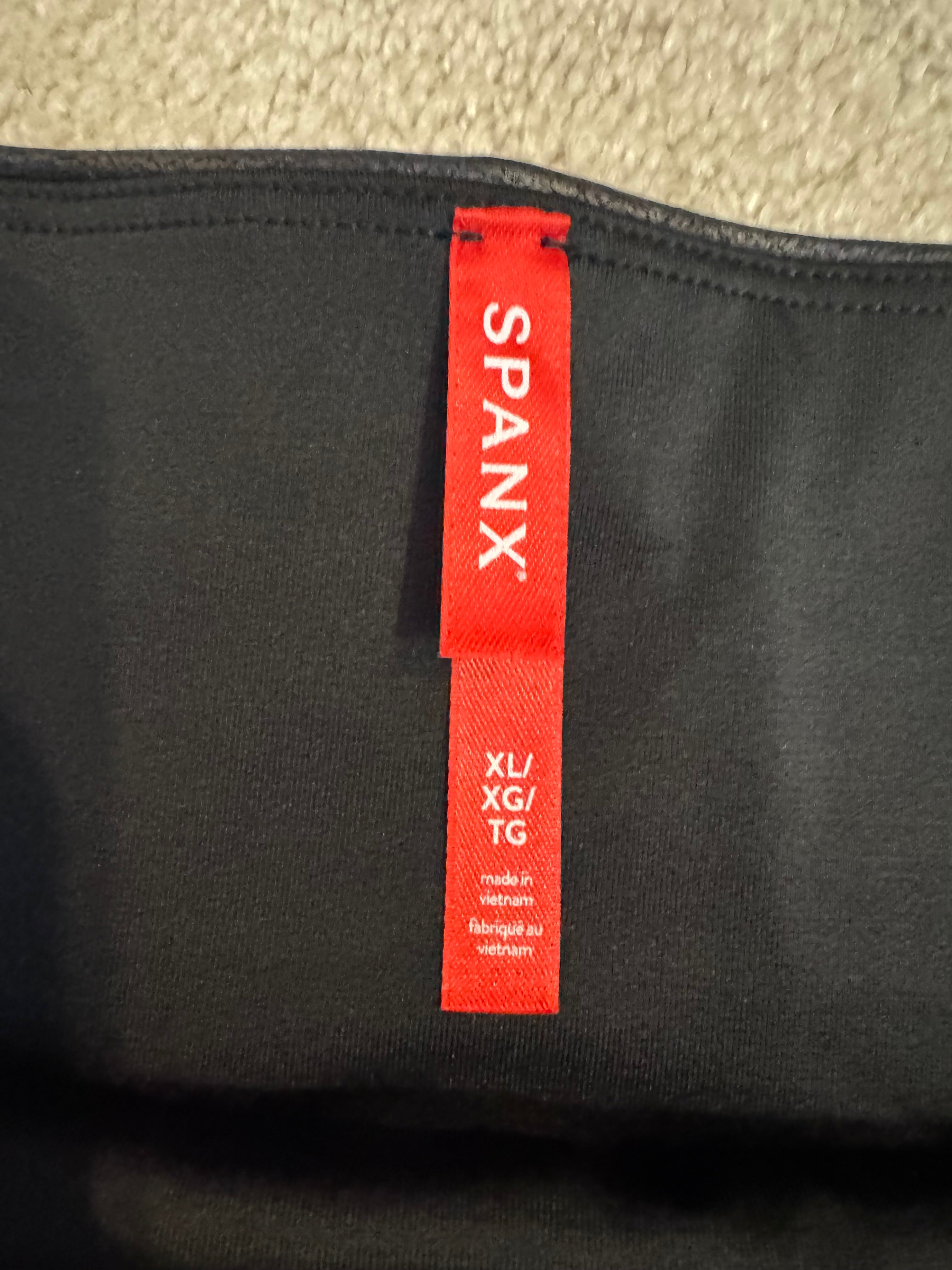 SPANX Faux Leather Leggings XL Black High Rise Shaping Pull On NWT