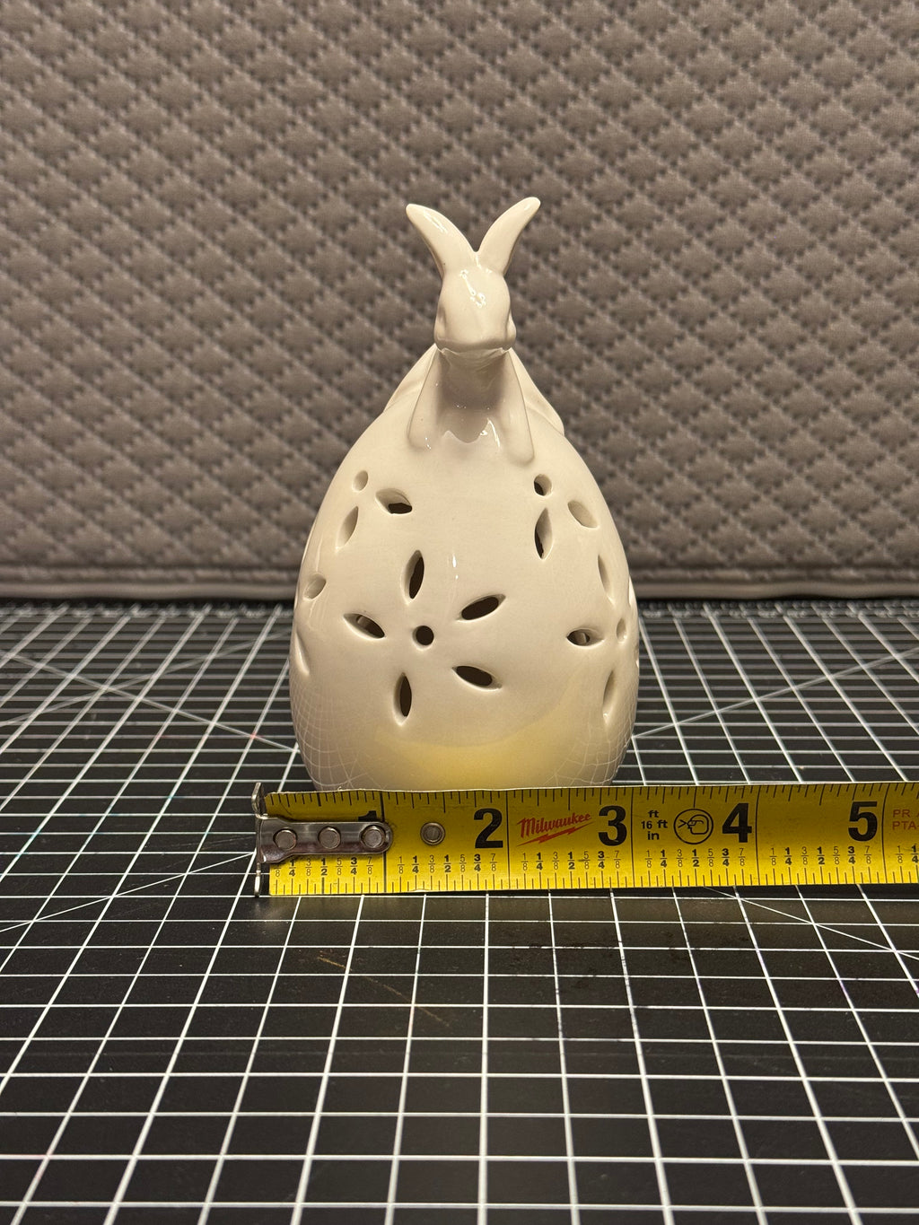 Ceramic Bunny Egg Tealight Holder White Easter Spring Cottage Decor