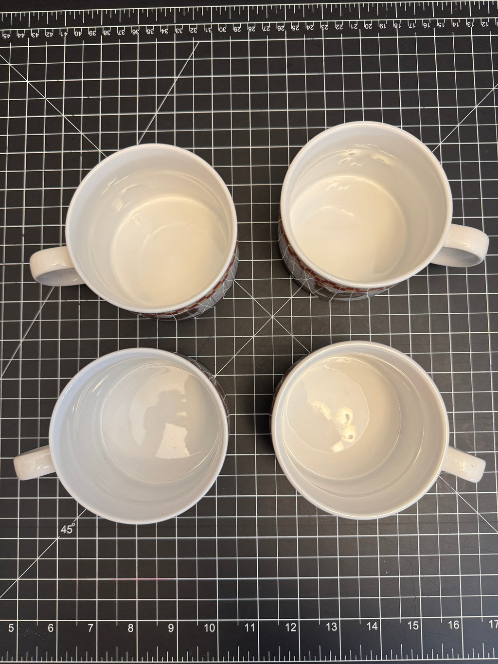 Majesticware Oneida Calico Rooster Mug Set Farmhouse Chicken Cups 4pc