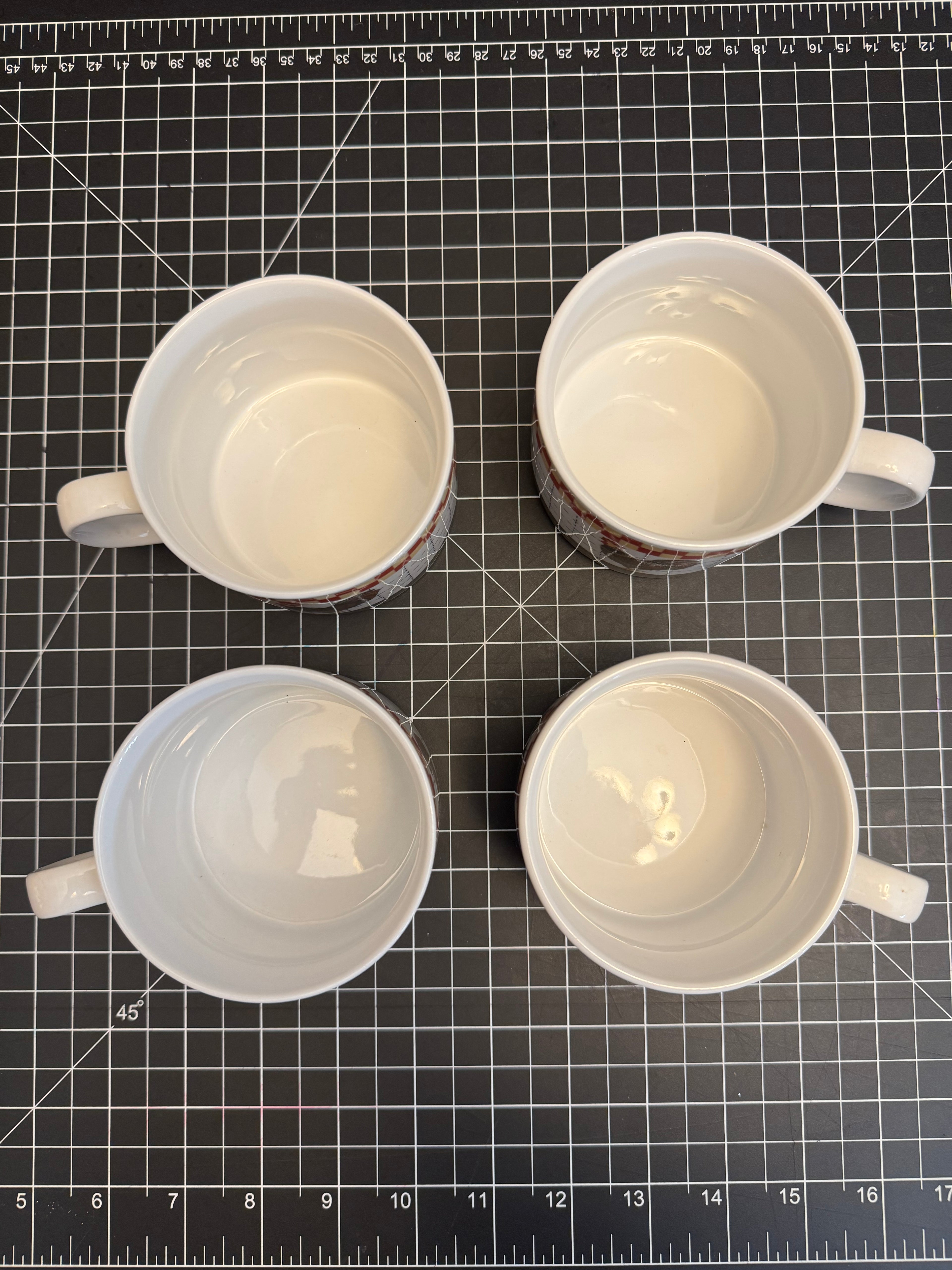 Majesticware Oneida Calico Rooster Mug Set Farmhouse Chicken Cups 4pc