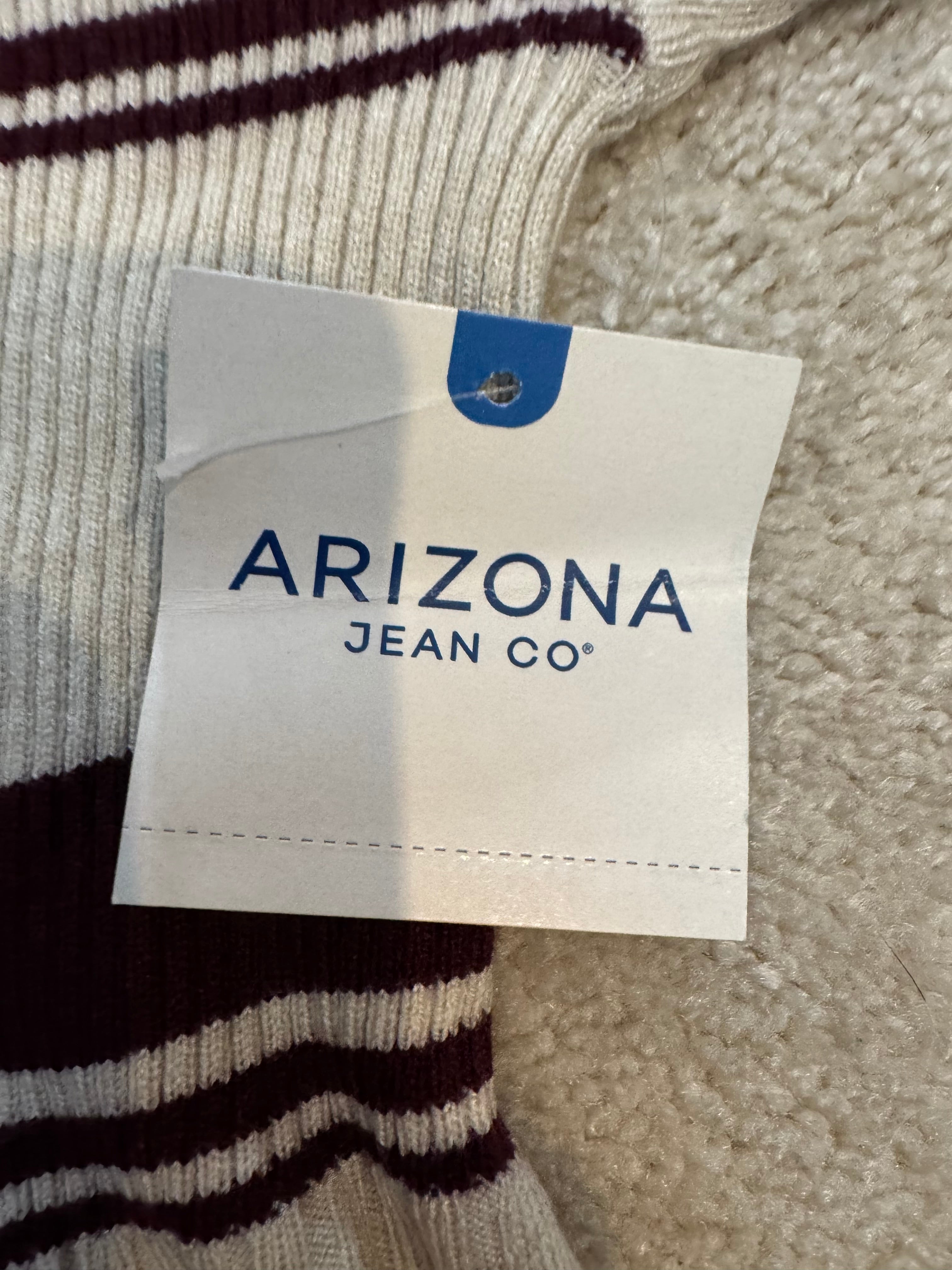 Arizona Jean Co Oatmeal Stripe Cropped Mock Neck Sweater Women’s Medium NWT