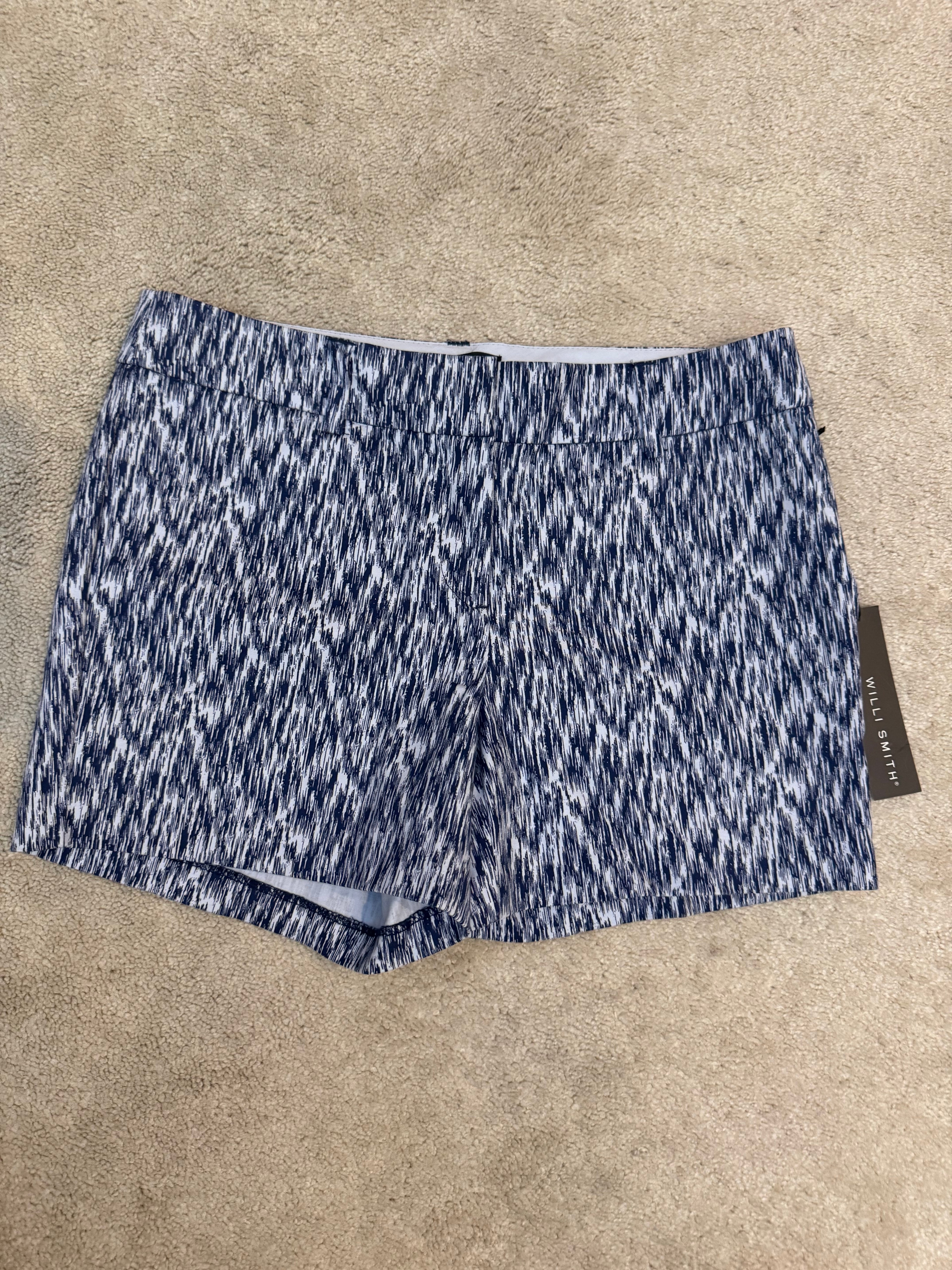 Willi Smith Size 4 Blue White Abstract Print Dress Shorts NWT