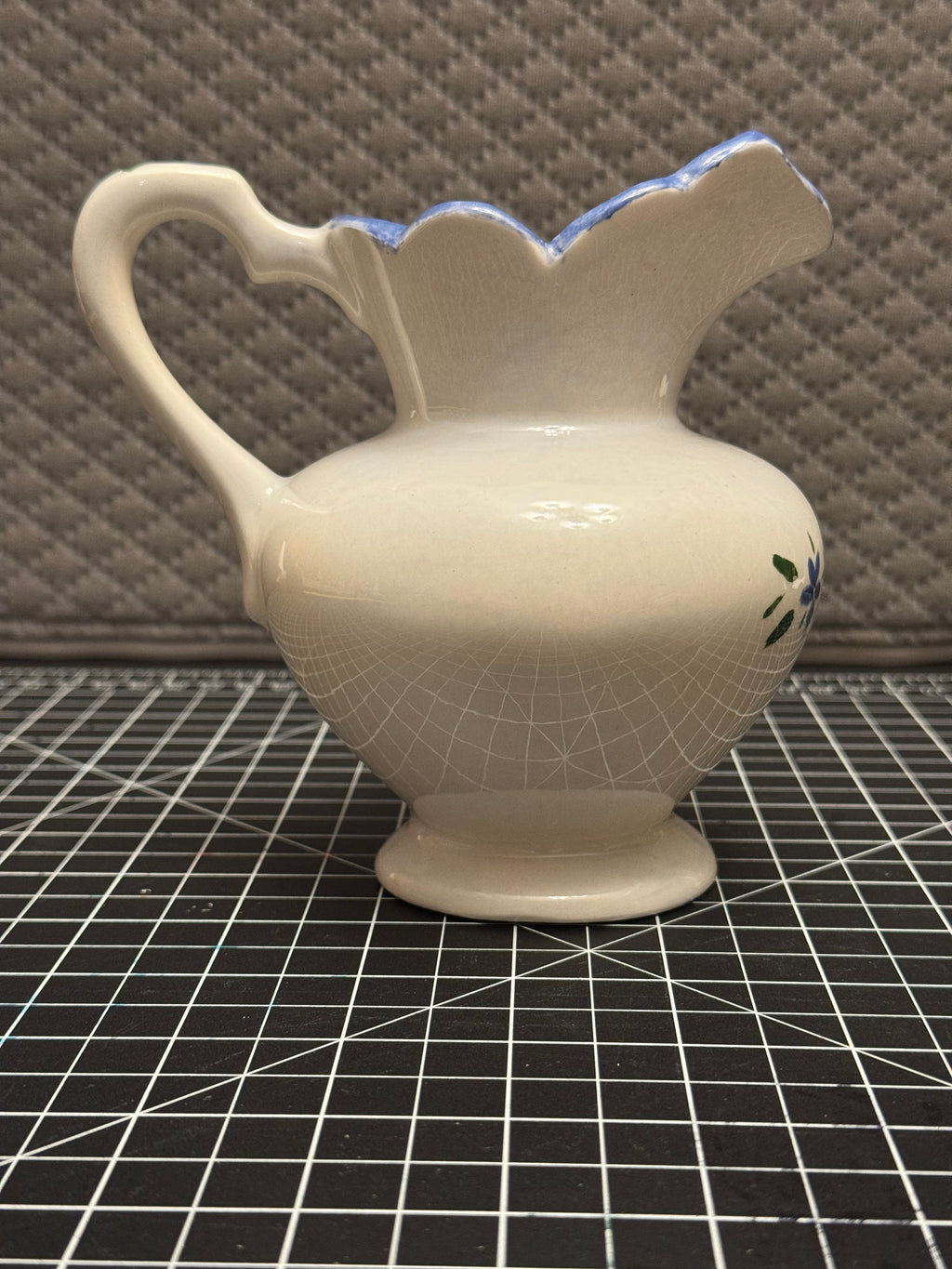 Vintage Style Blue Floral Creamer Pitcher Cottage Farmhouse Decor
