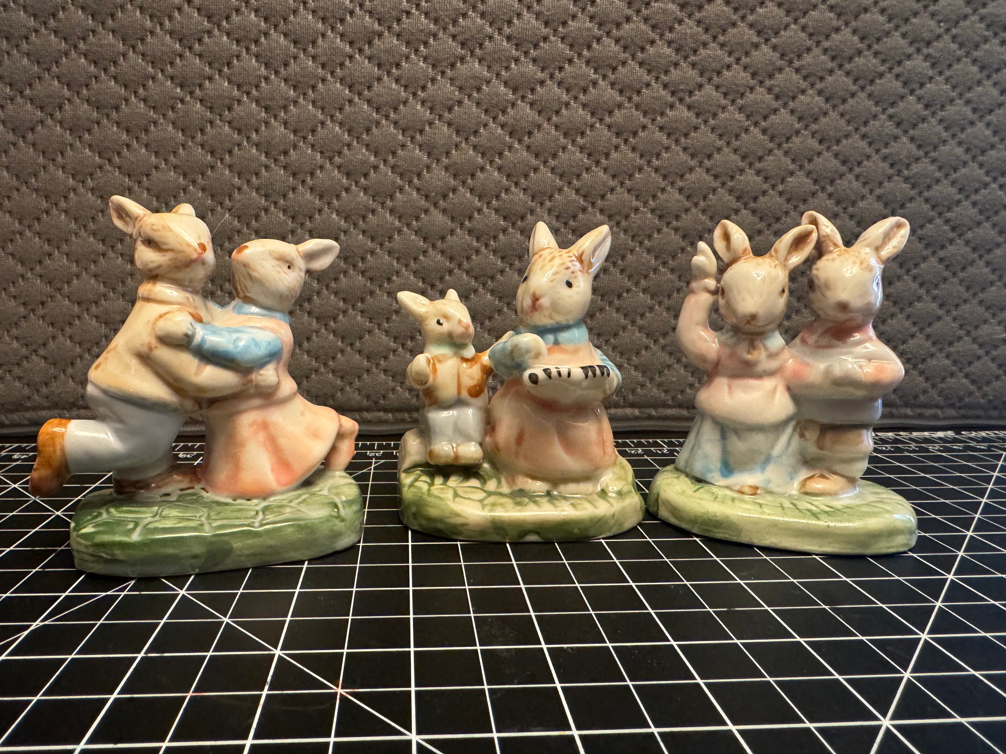 Vintage Style Bunny Figurines Set of 3 Ceramic Rabbits Spring Easter Decor