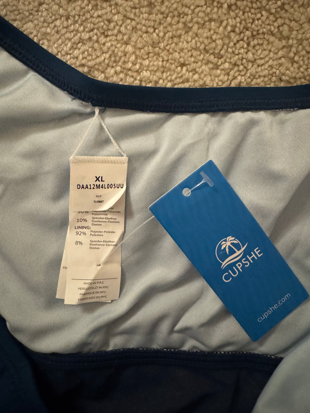 Cupshe One Shoulder One Piece Swimsuit XL Deep Teal Skirted Ruched NWT