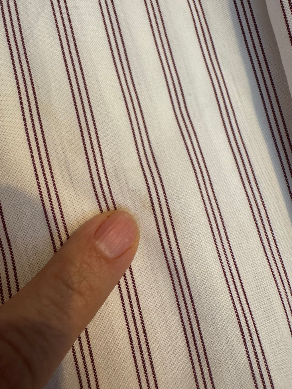 Stafford Executive 16.5 35 Cream Burgundy Stripe Dress Shirt Mens