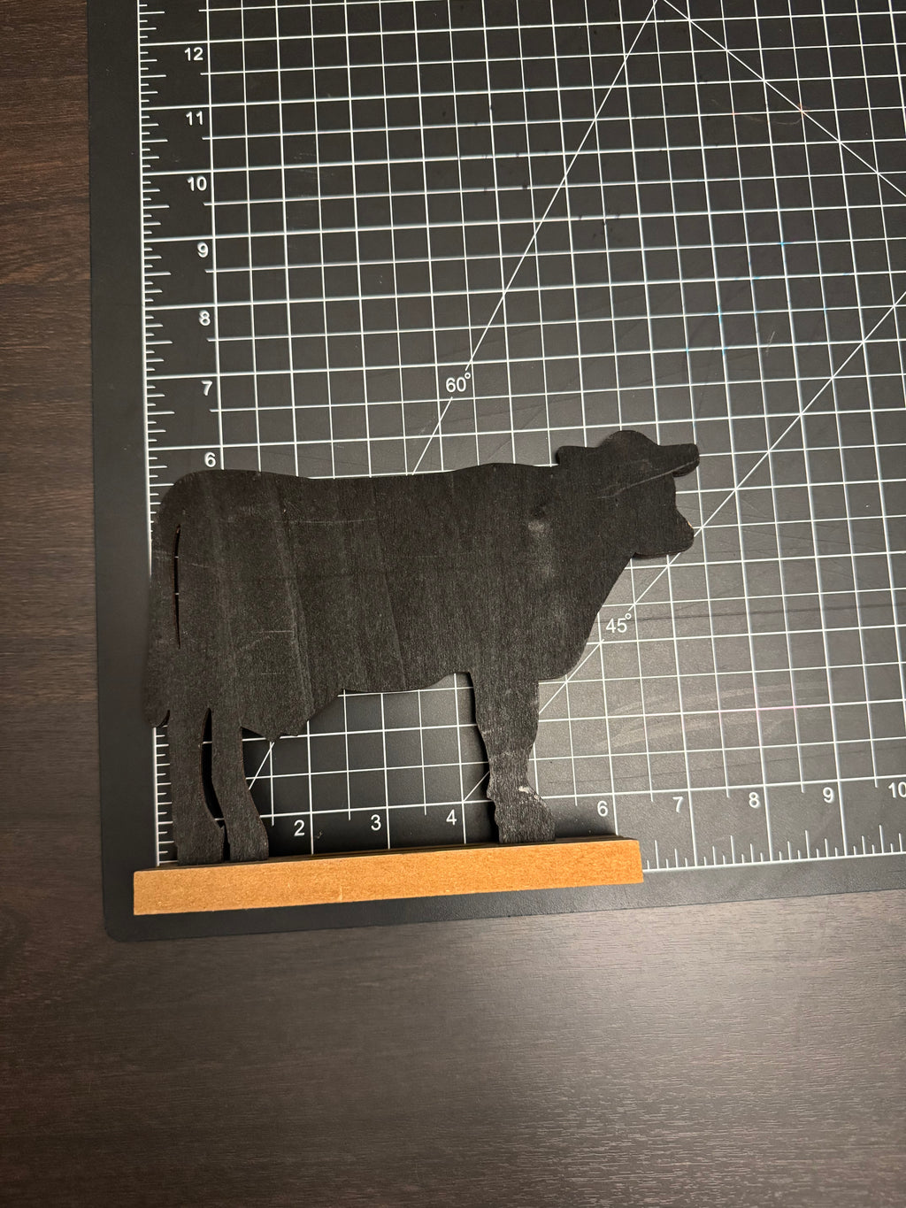 Farmhouse Wooden Cow Decor Black Silhouette Rustic Shelf Table Sign