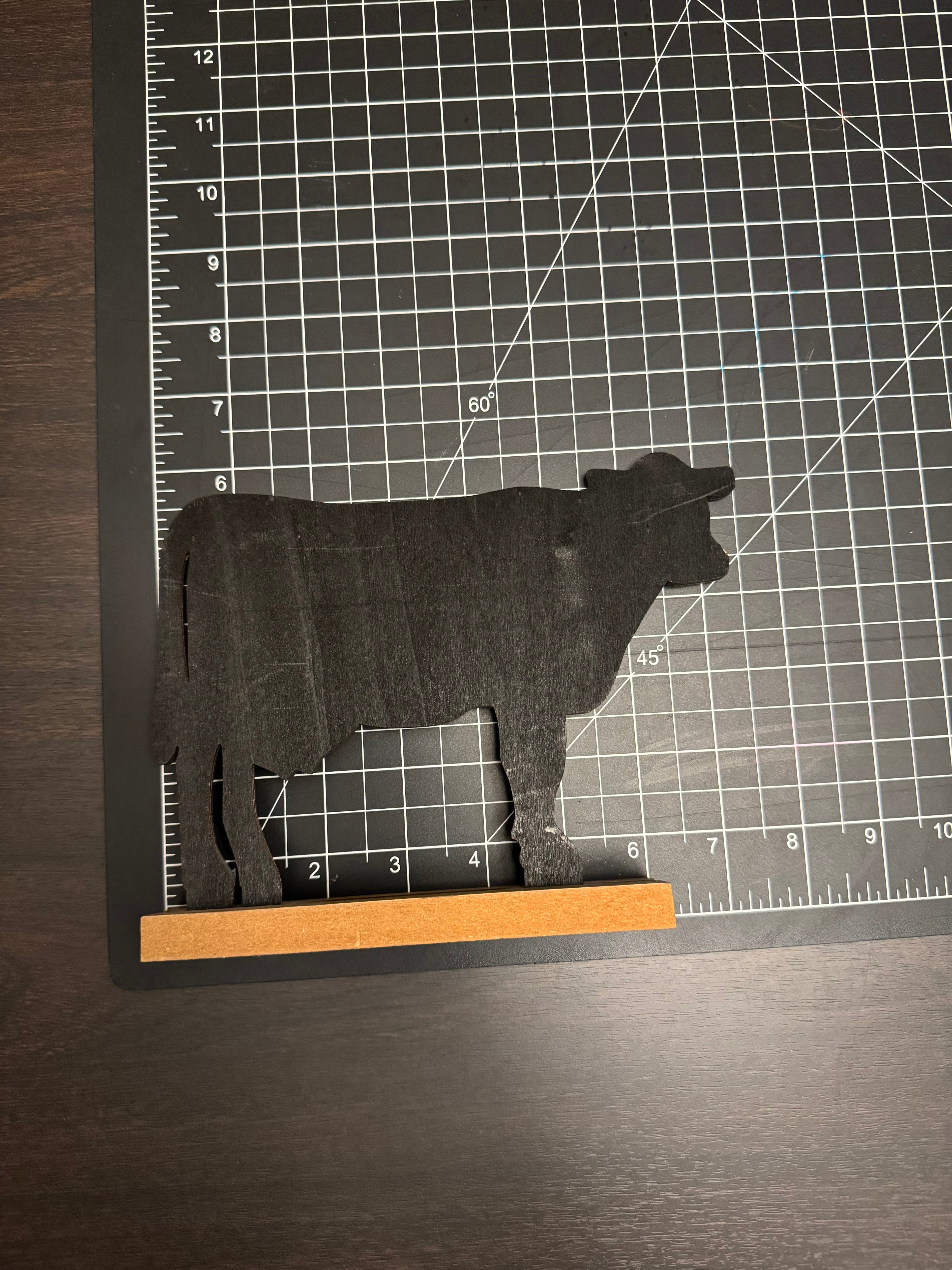 Farmhouse Wooden Cow Decor Black Silhouette Rustic Shelf Table Sign