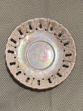 Antique Reticulated Porcelain Lusterware Saucer Gold Floral Pierced Rim