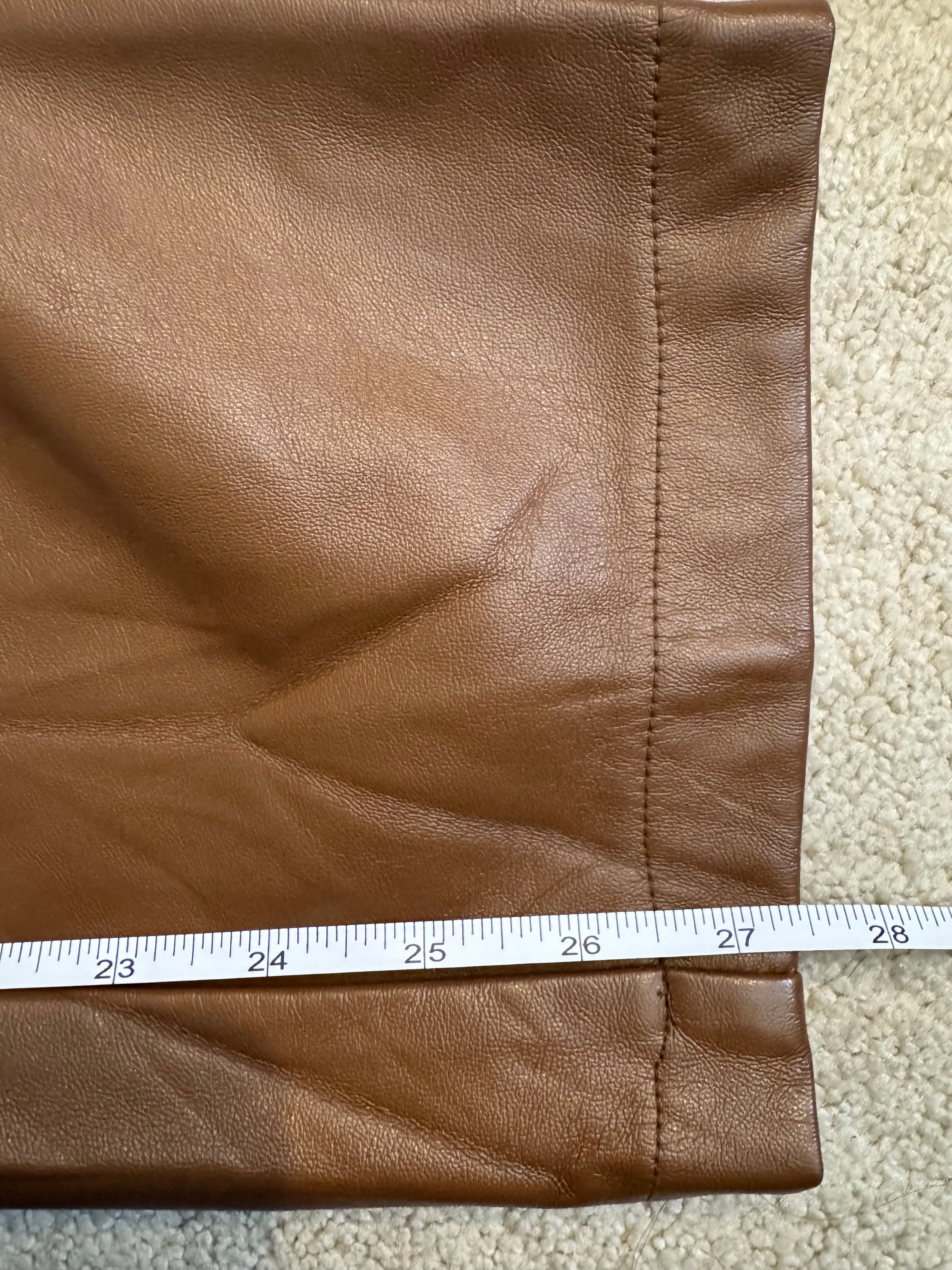 Maison d’Amélie Paris Brown Faux Leather Pants Women’s Size 8 Straight Leg Vegan Leather
