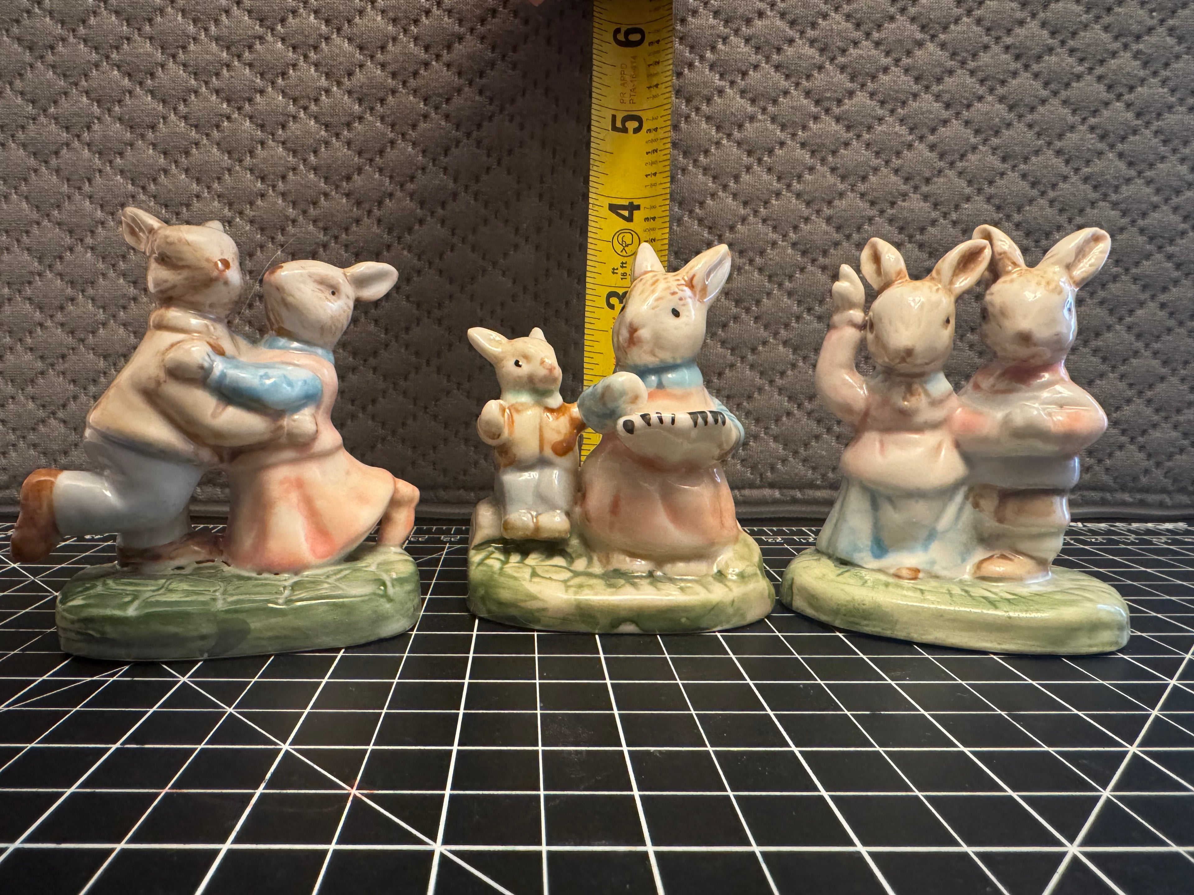 Vintage Style Bunny Figurines Set of 3 Ceramic Rabbits Spring Easter Decor