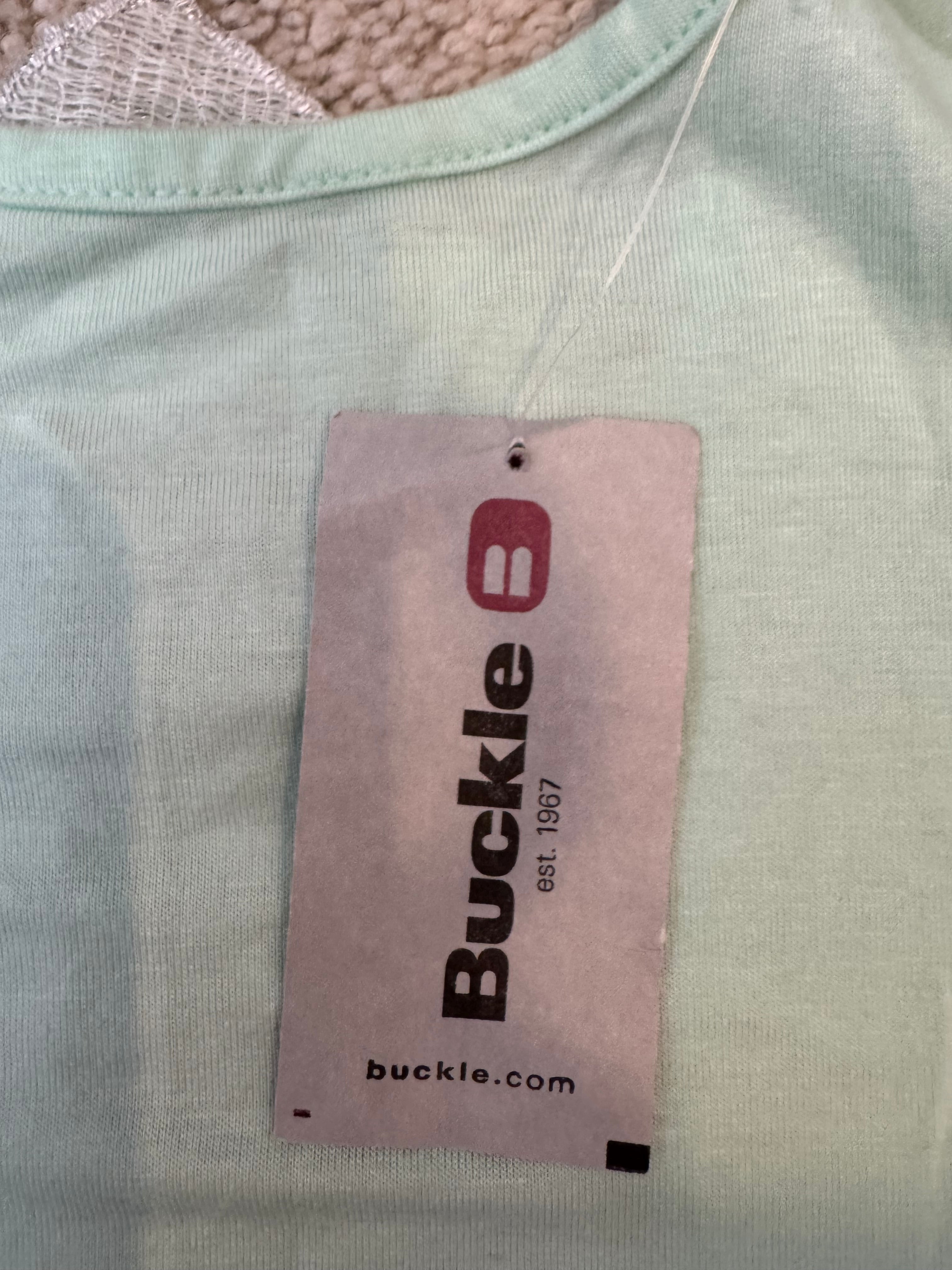 BKE Red Buckle Mint Mesh Back Top XS NWT Scoop Neck Short Sleeve