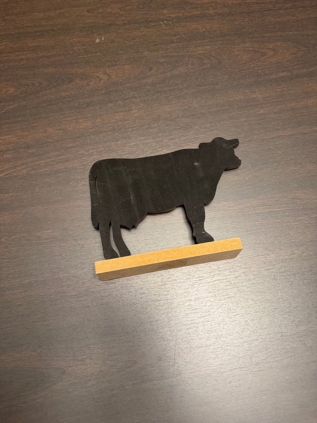 Farmhouse Wooden Cow Decor Black Silhouette Rustic Shelf Table Sign