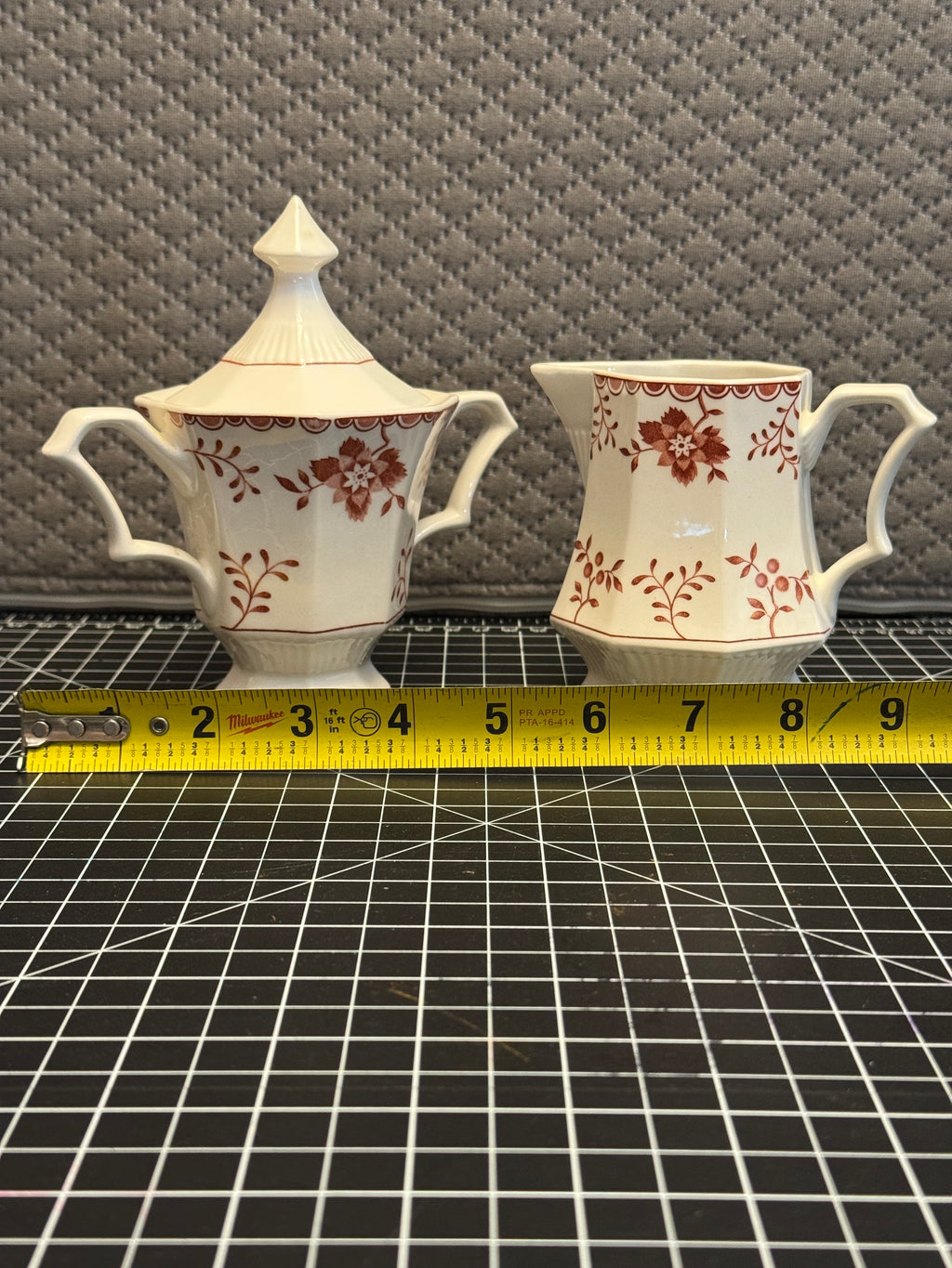 Vintage Nikko Japan Creamer Sugar Set Red Floral Classic Collection