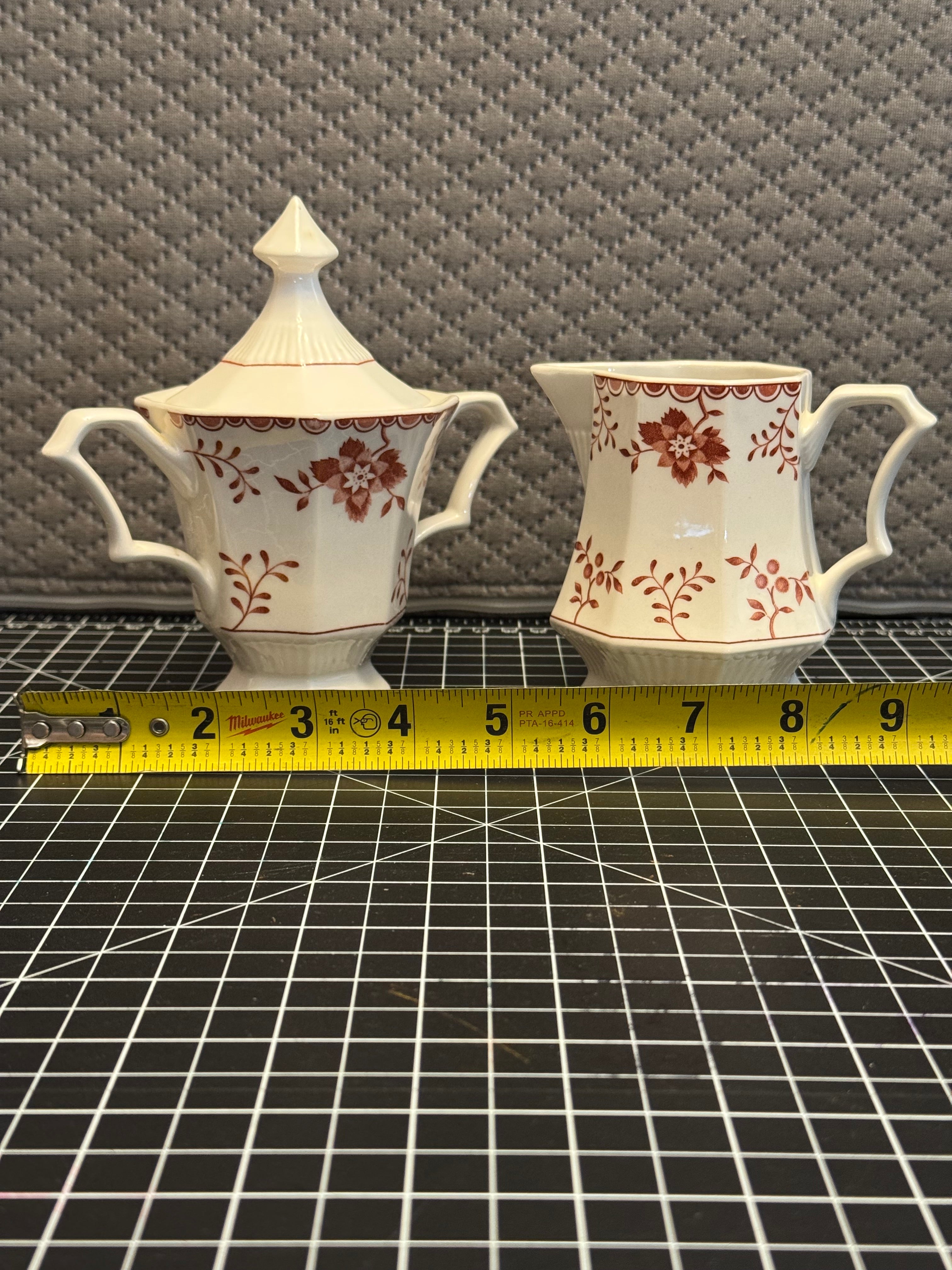 Vintage Nikko Japan Creamer Sugar Set Red Floral Classic Collection