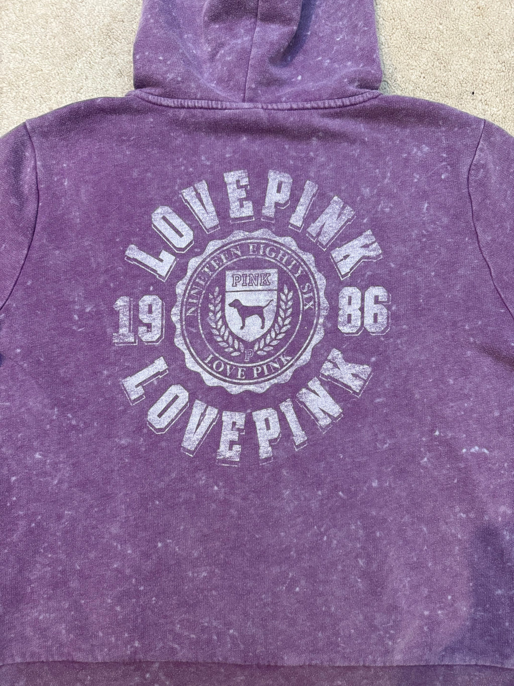 Victoria’s Secret PINK Hoodie XL Purple Full Zip Logo Sweatshirt