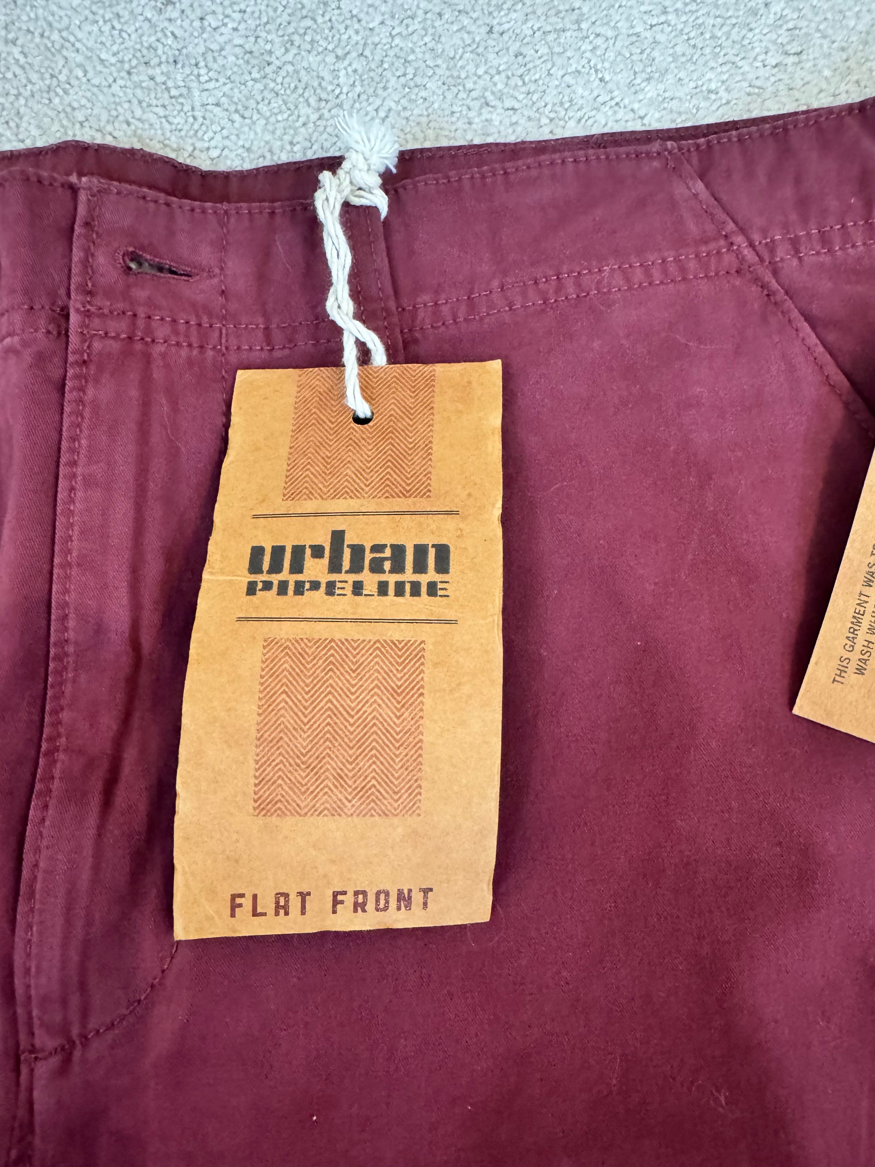 NWT Urban Pipeline Flat Front Pants Men’s 38x32 Tawny Port Red Chino Casual Pants