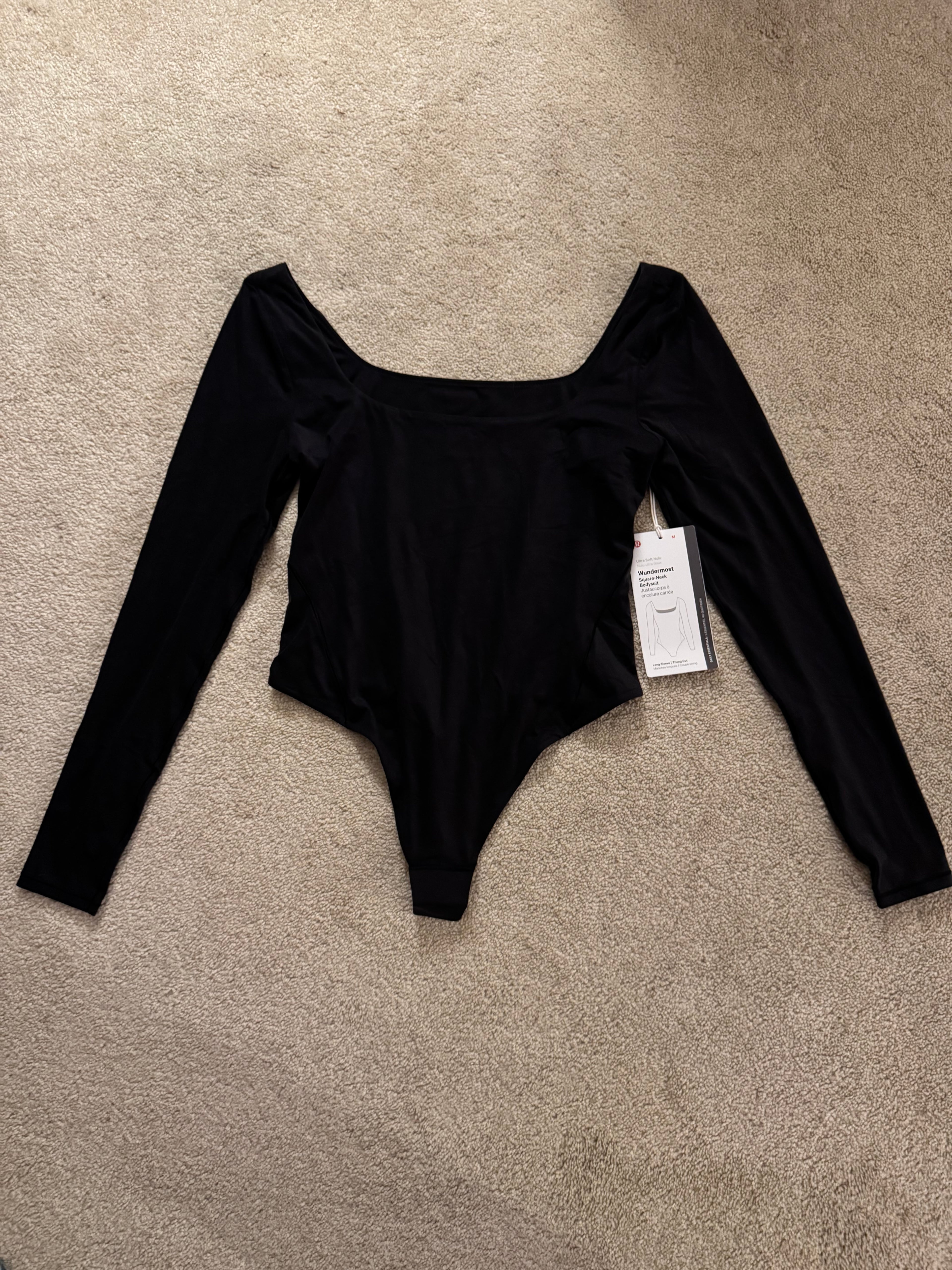 Lululemon Wundermost Nulu Square Neck Bodysuit Black M NWT