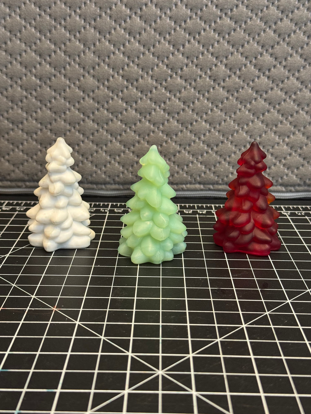 UV Reactive Red Christmas Tree Set Vintage Style Holiday Decor 3pc