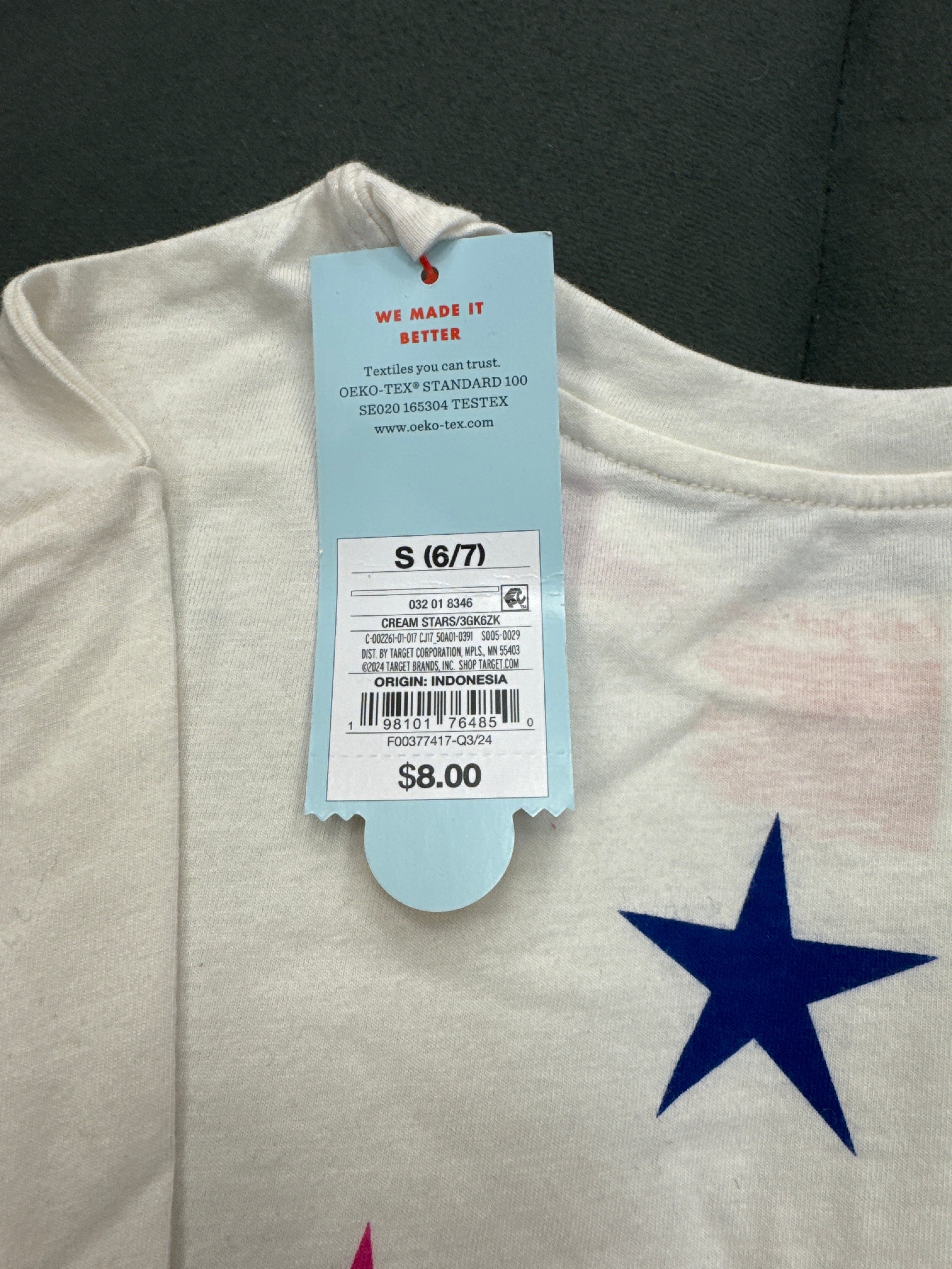 Cat & Jack Girls Star Print Long Sleeve Shirt Cream Multicolor Stars Kids NWT Multiple Sizes