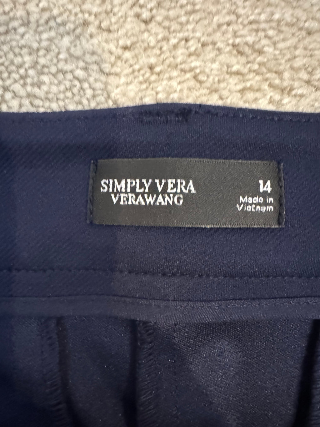 Simply Vera Vera Wang Navy High Rise Flare Pants 14 NWT
