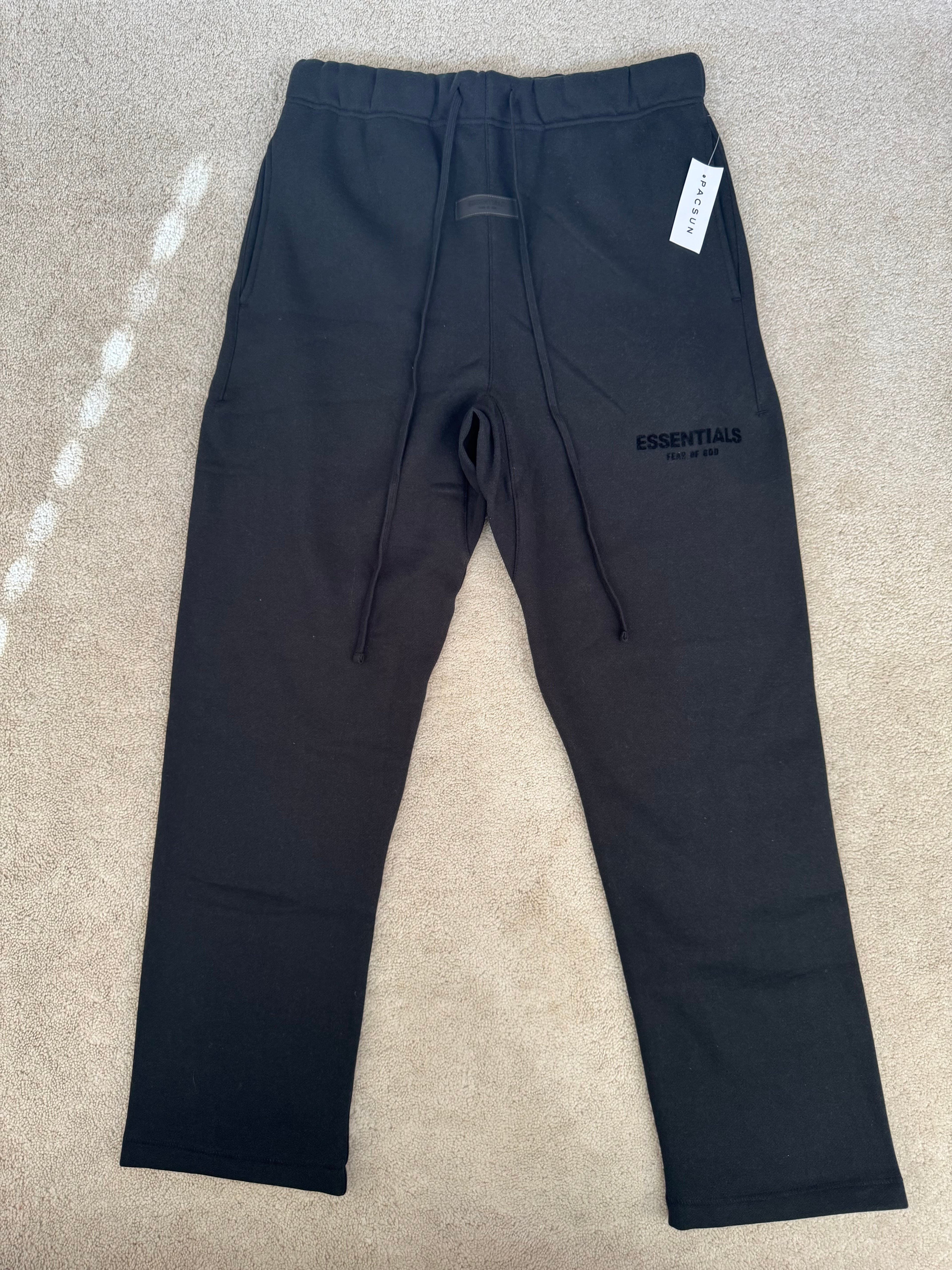 Fear of God Essentials Sweatpants Small Stretch Limo Black Fleece NWT