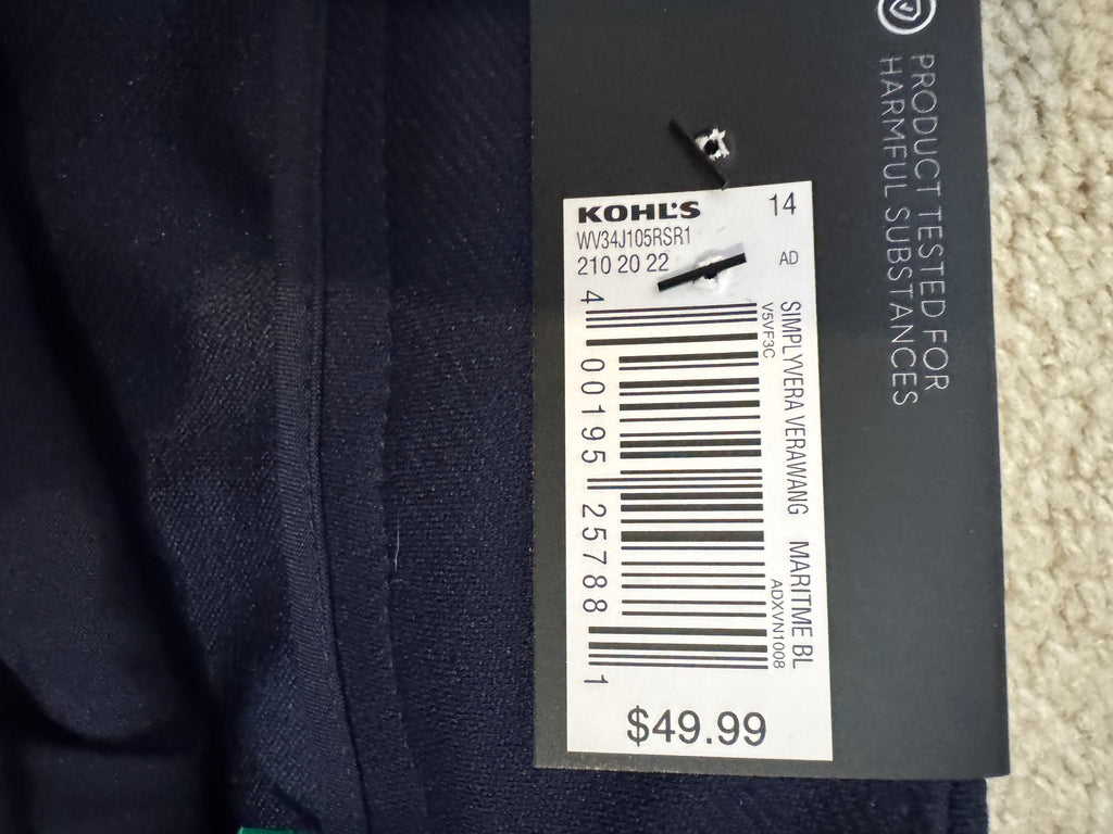 Simply Vera Vera Wang Navy High Rise Flare Pants 14 NWT