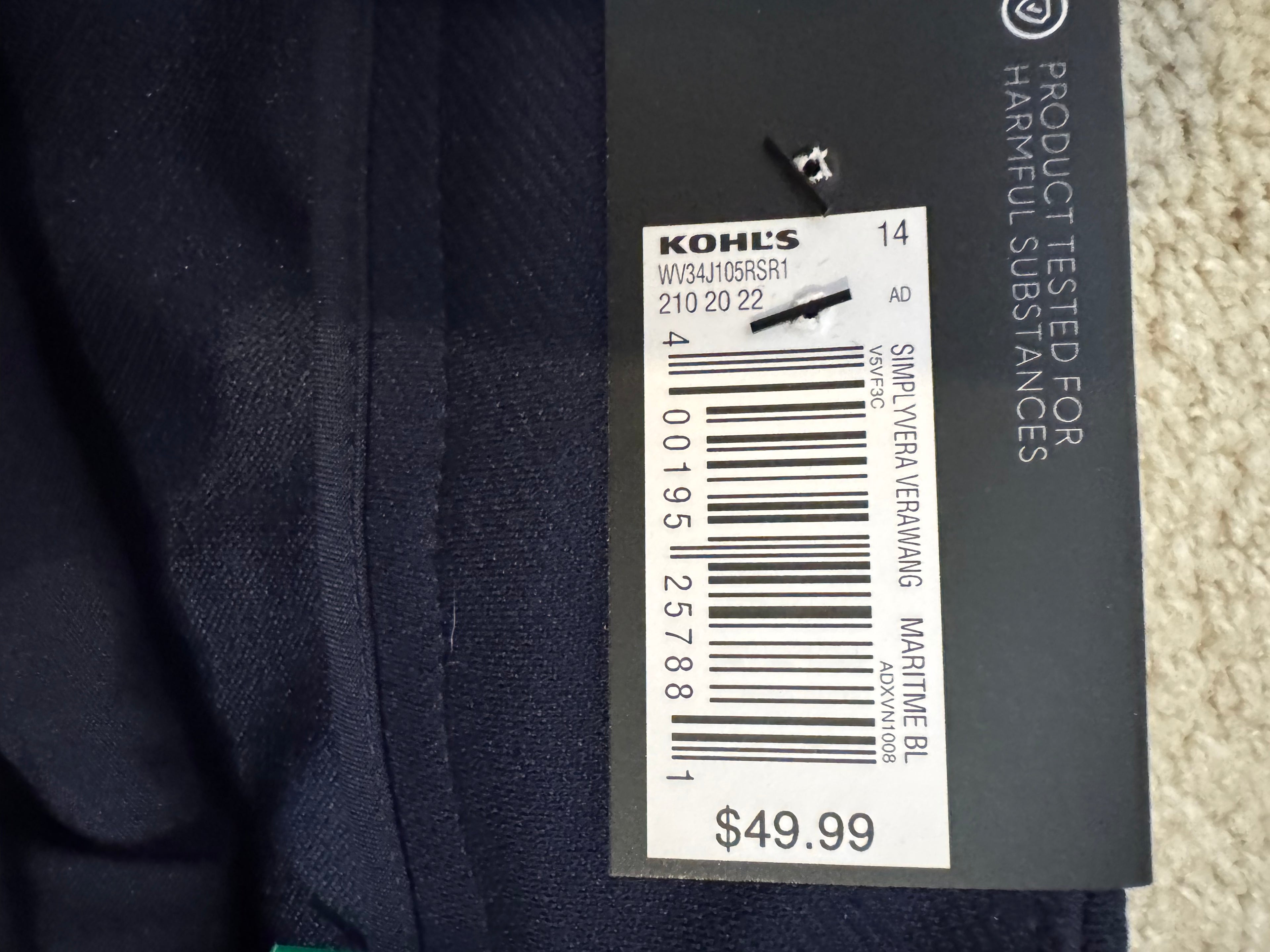 Simply Vera Vera Wang Navy High Rise Flare Pants 14 NWT
