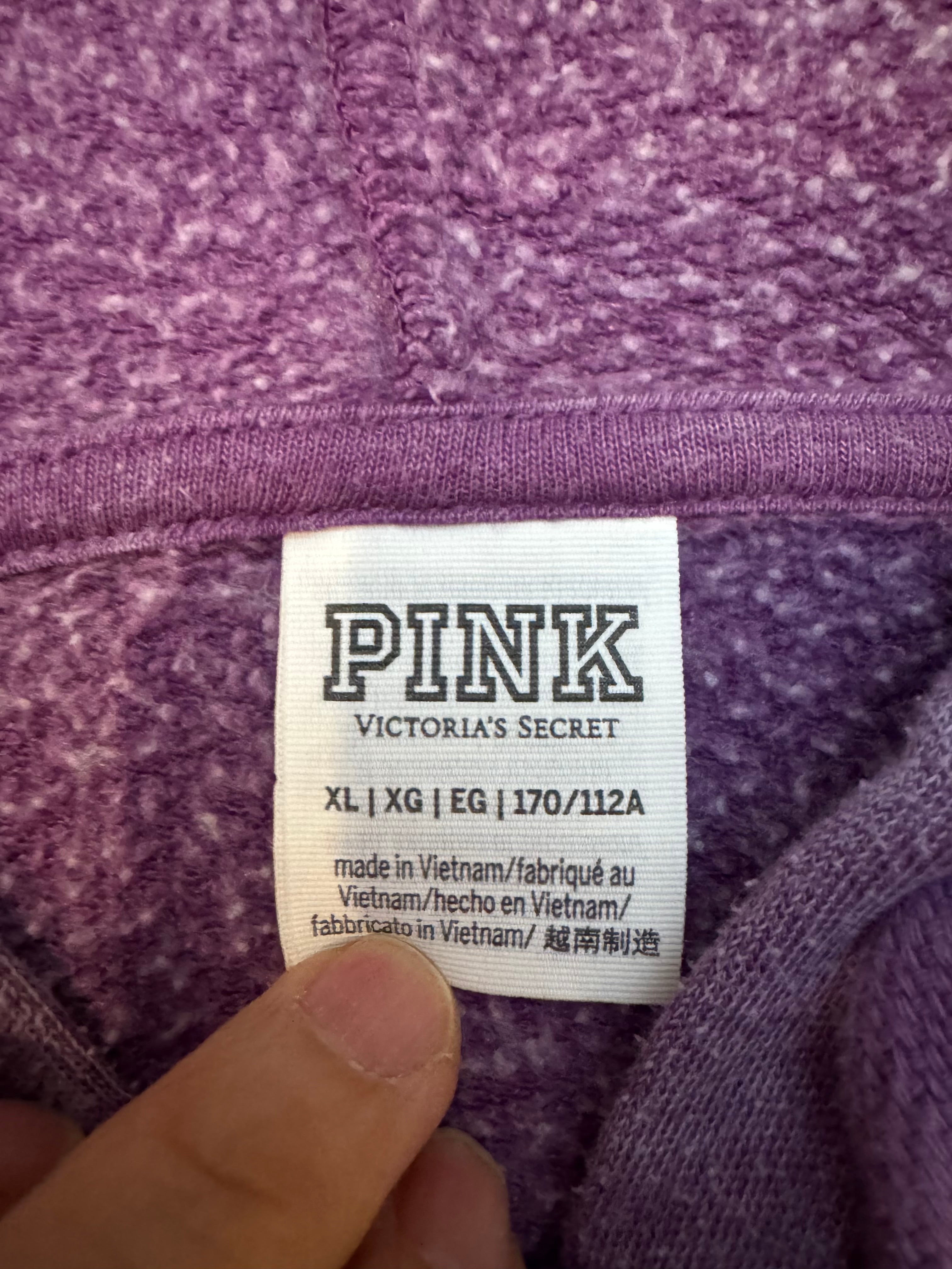 Victoria’s Secret PINK Hoodie XL Purple Full Zip Logo Sweatshirt