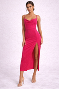 PrettyLittleThing Hot Pink Strappy Cowl Neck Midi Dress US 2 NWT