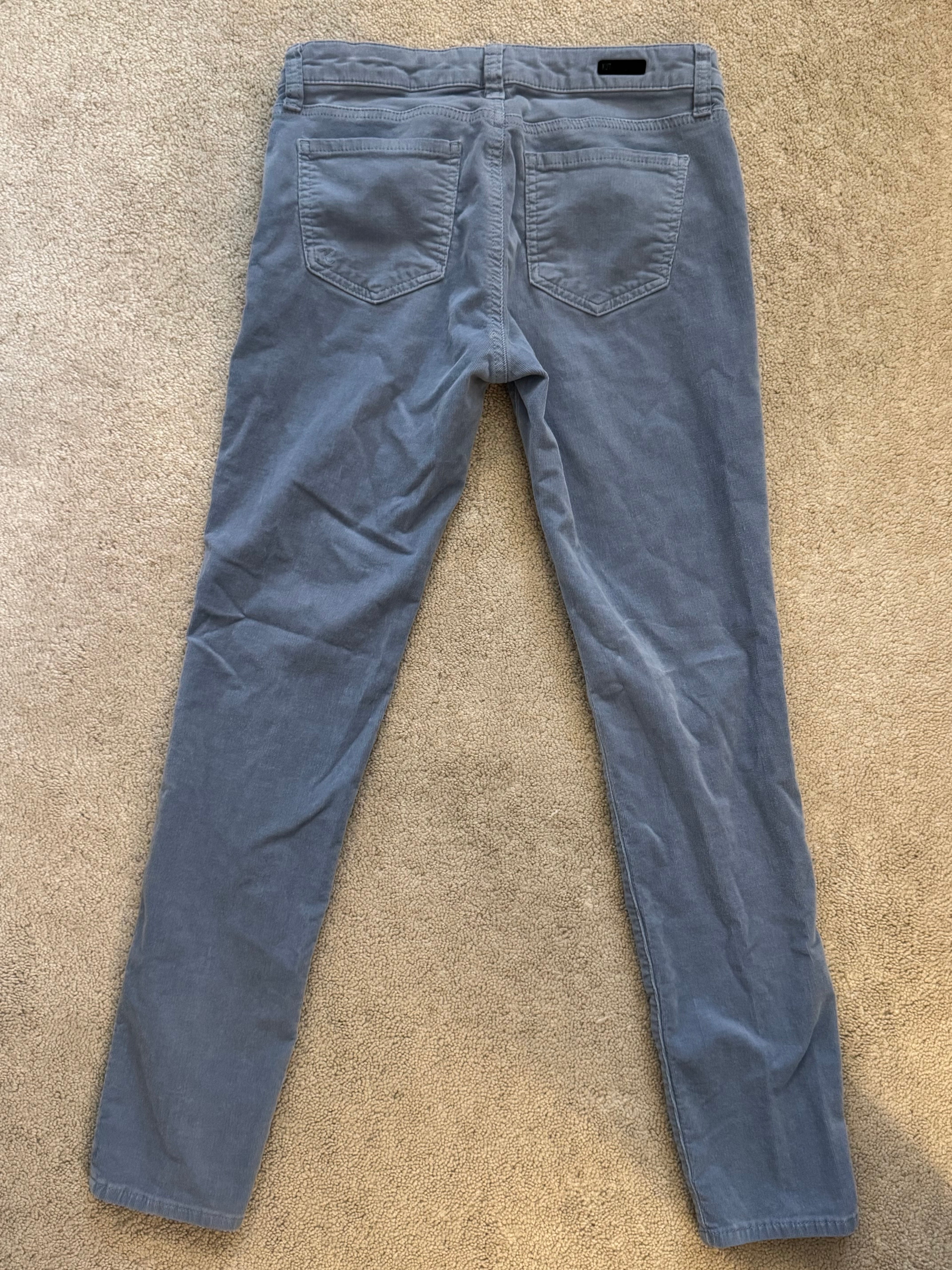 KUT From The Kloth Womens Corduroy Pants 2P Petite Blue Mid Rise Stretch Straight Leg