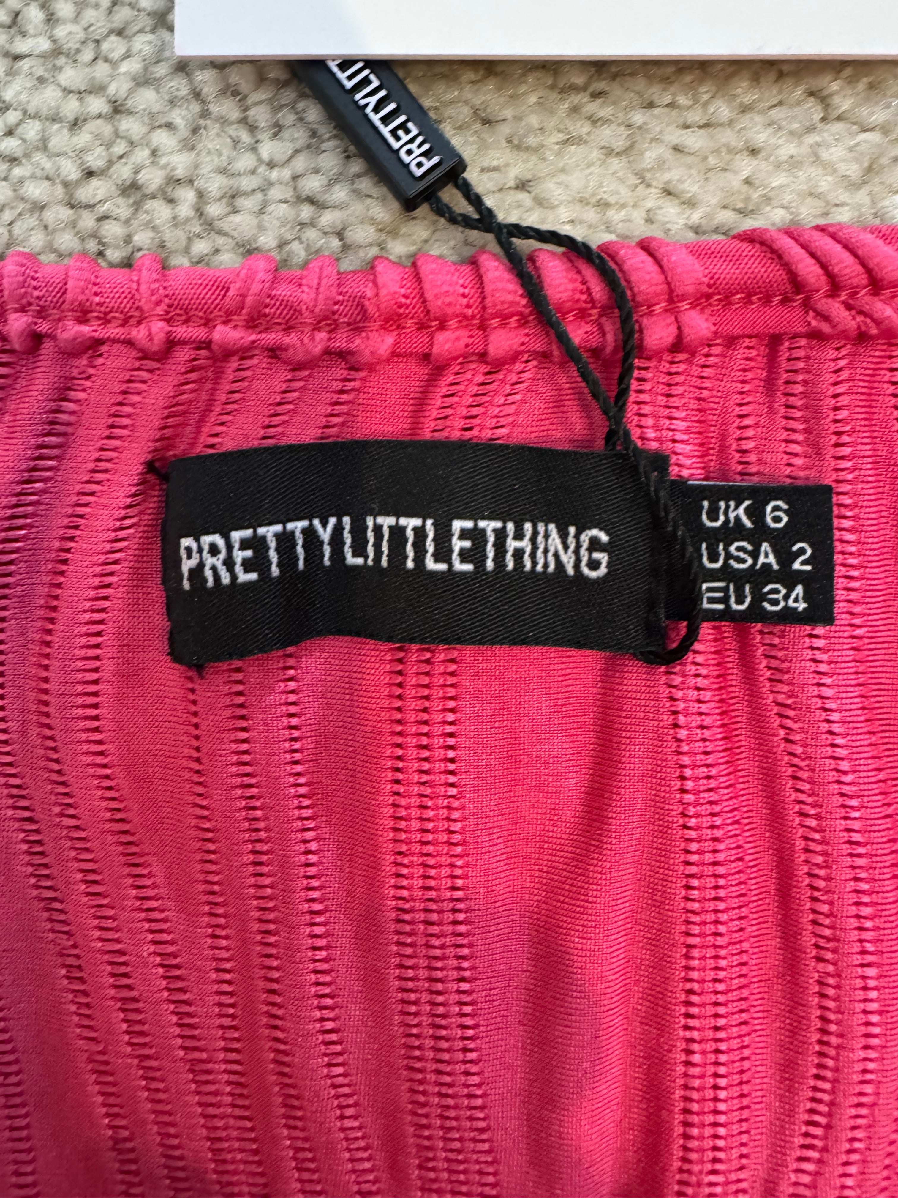 PrettyLittleThing Hot Pink Strappy Cowl Neck Midi Dress US 2 NWT