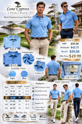Pebble Beach Lone Cypress Mens Large Blue Performance Golf Polo NWT