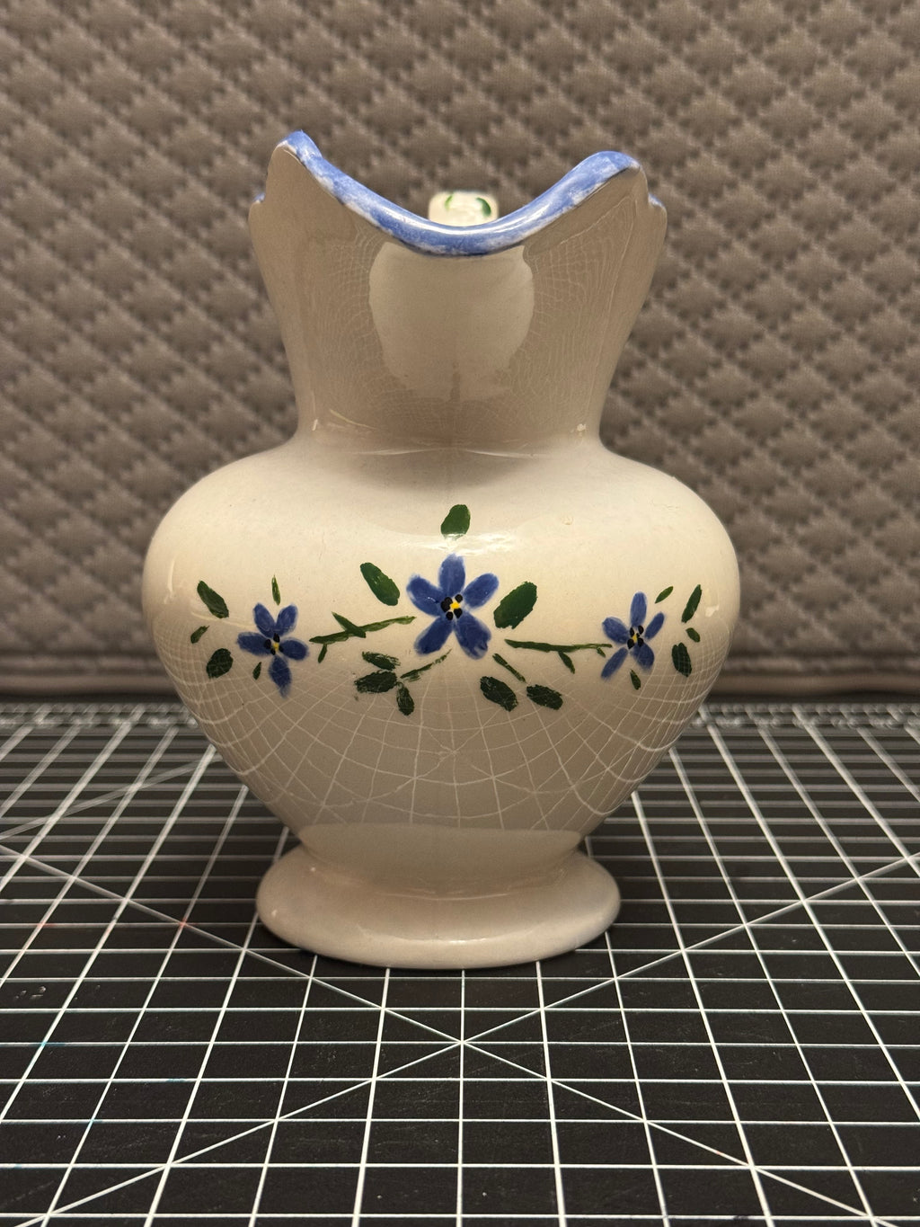 Vintage Style Blue Floral Creamer Pitcher Cottage Farmhouse Decor