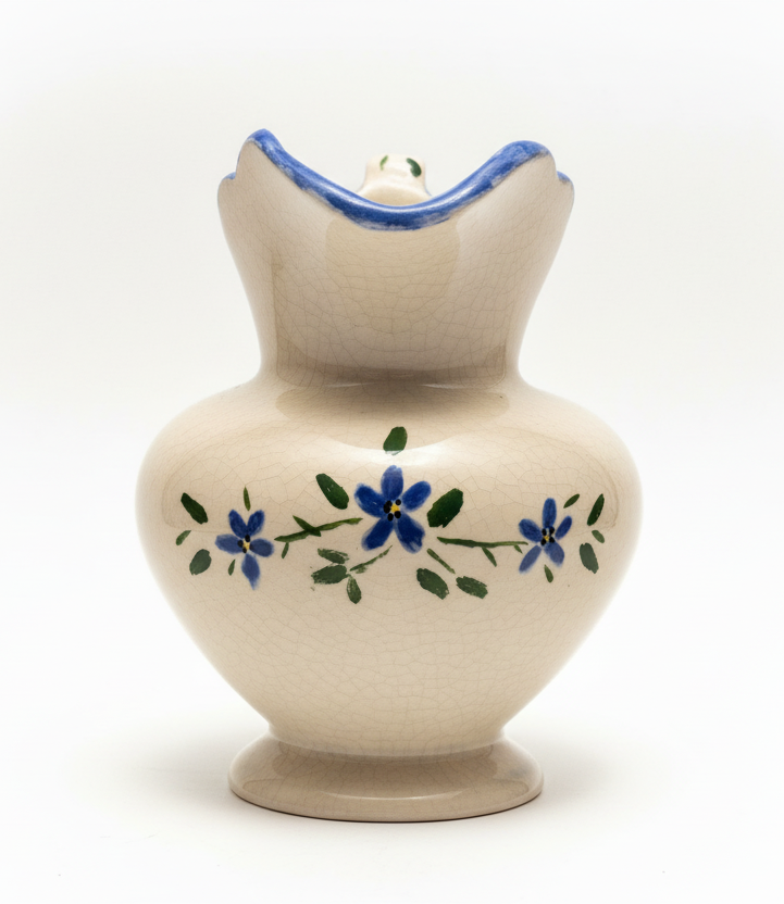 Vintage Style Blue Floral Creamer Pitcher Cottage Farmhouse Decor