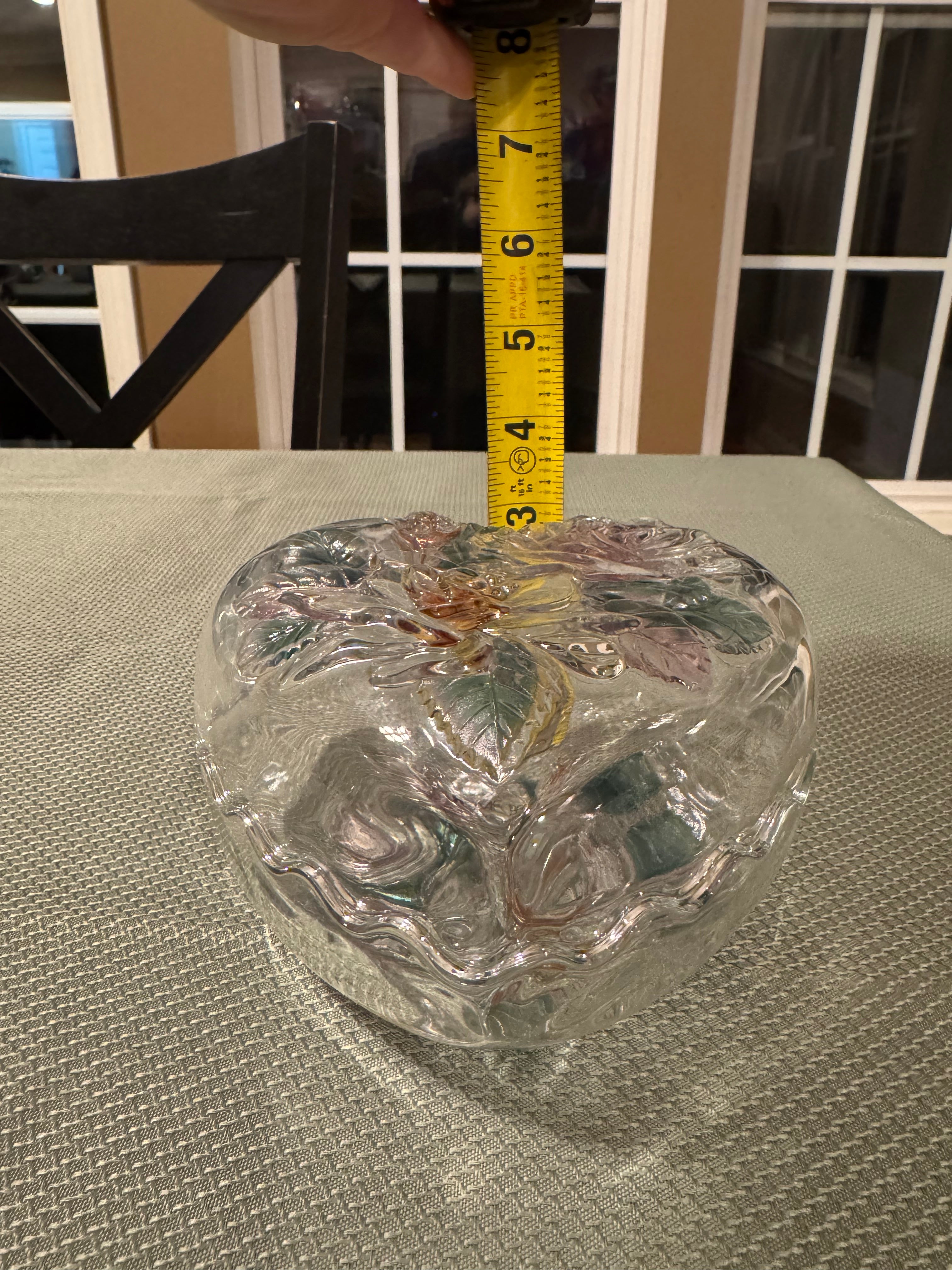 Vintage Home Beautiful Japan Heart Shaped Glass Trinket Box Floral Lid