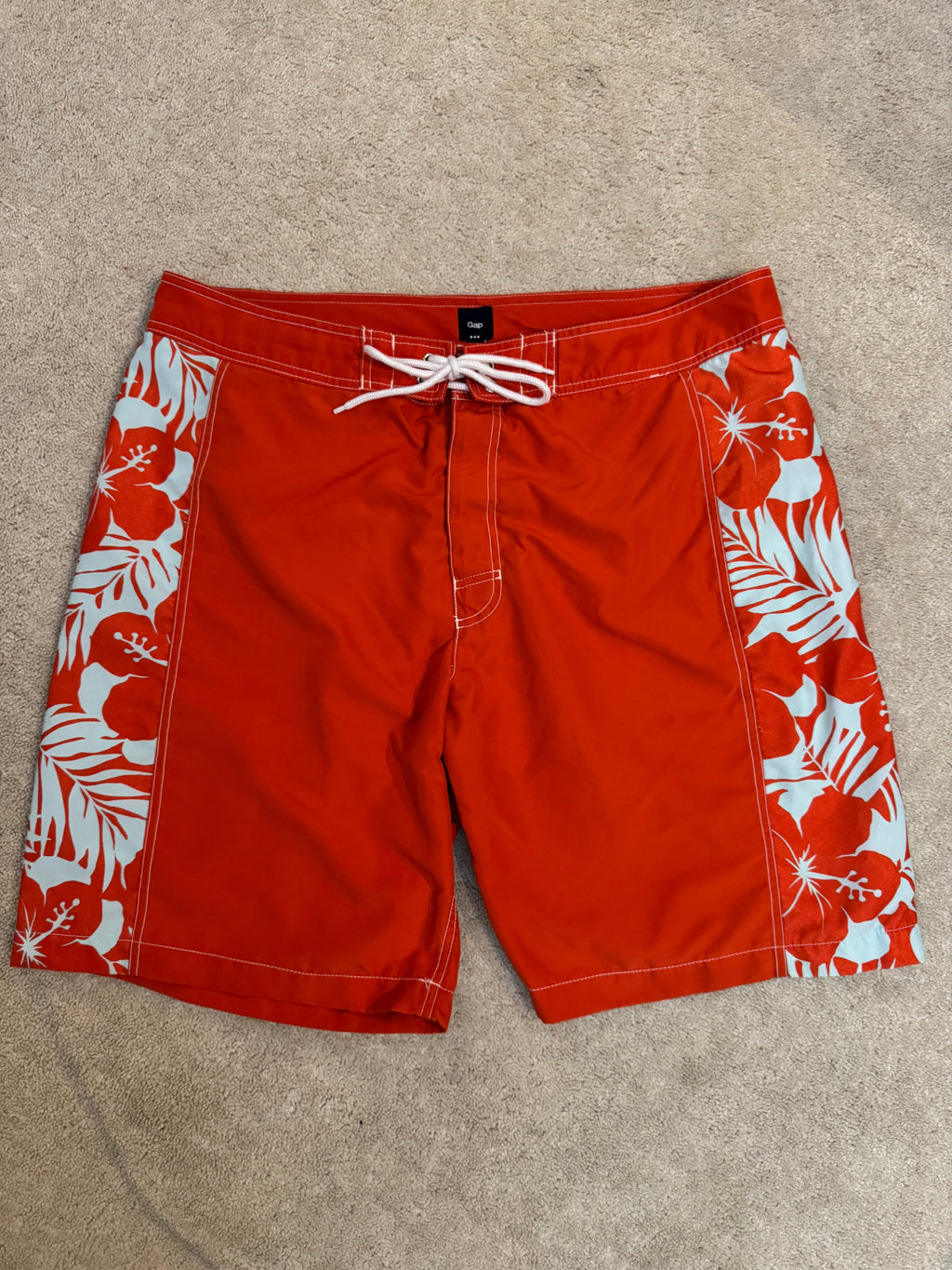 GAP Men’s XL Orange Hawaiian Swim Trunks Board Shorts Beach Surf