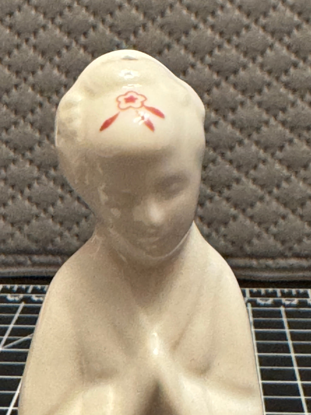 Vintage Asian Figural Salt Pepper Shakers Man Woman Japan Style Red Transfer