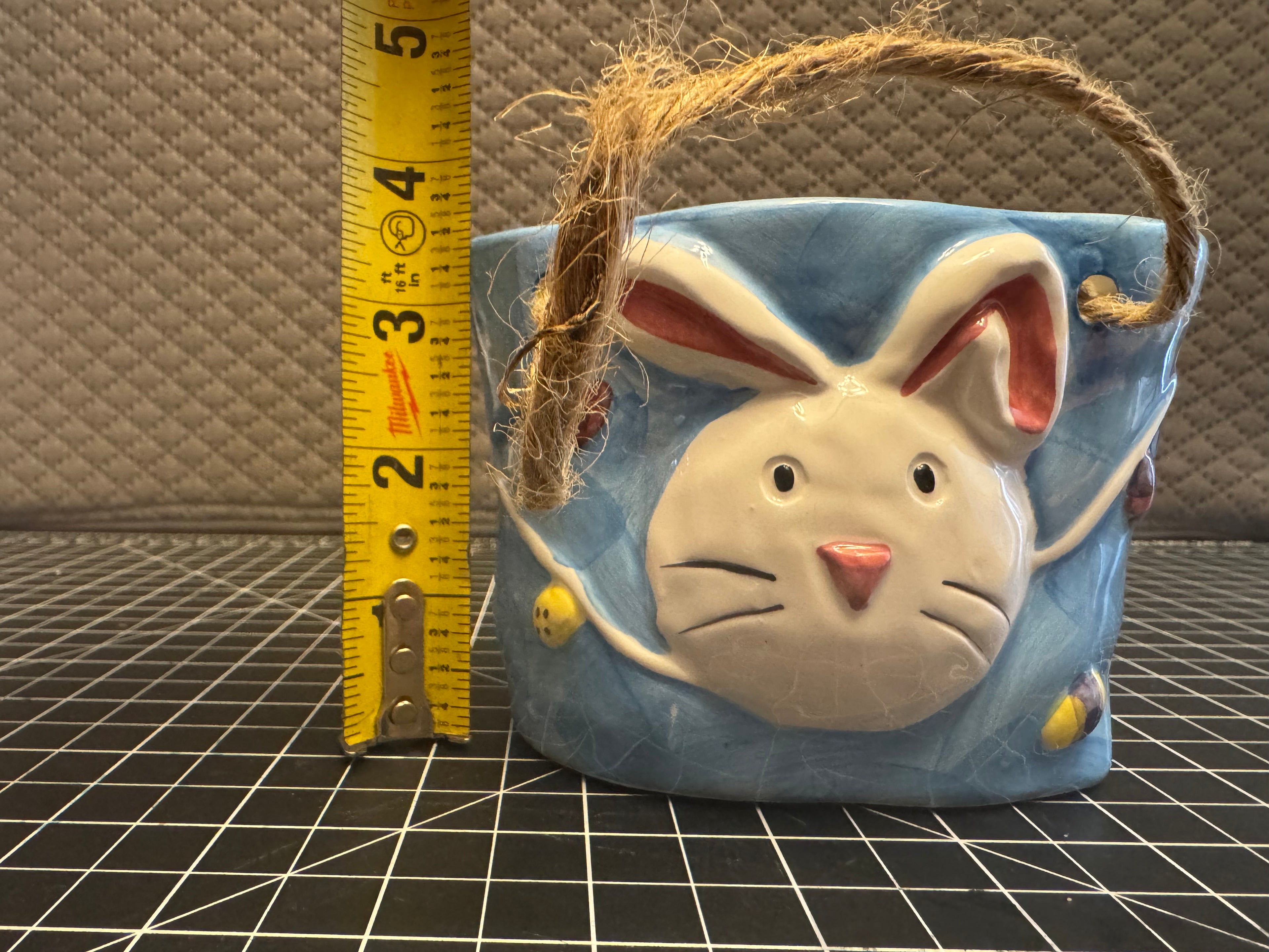 K’s Collection Bunny Wall Pocket Planter Easter Hanging Rabbit Decor Blue Ceramic