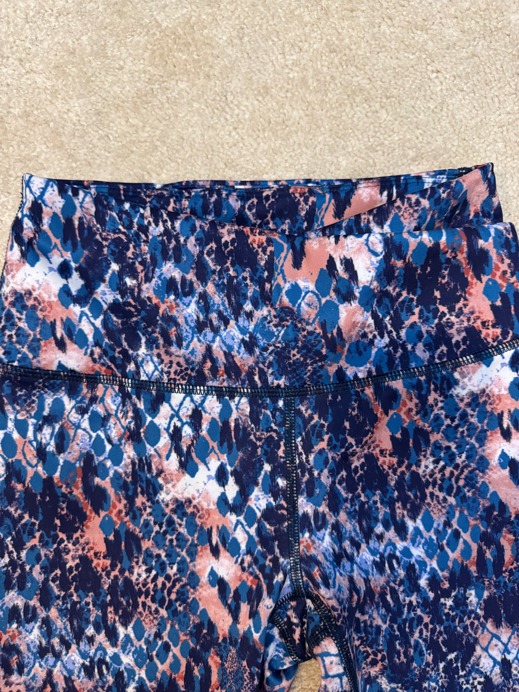 Free People FP Movement XS Blue Pink Print High Rise Leggings