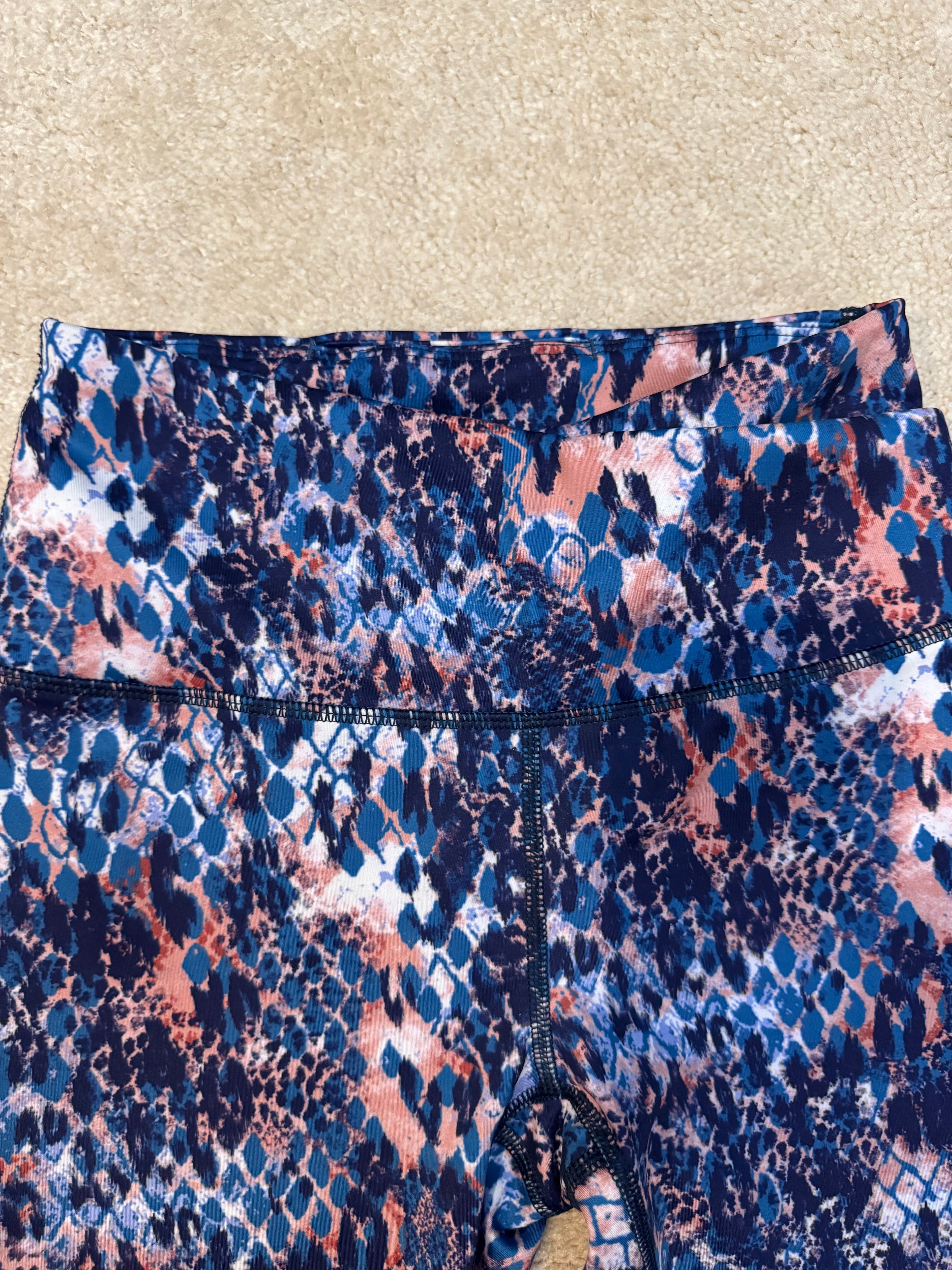 Free People FP Movement XS Blue Pink Print High Rise Leggings