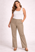 Riders by Lee Curvy Fit Khaki Chino Trousers Size 12P Midrise Stretch Bootcut Work Pants