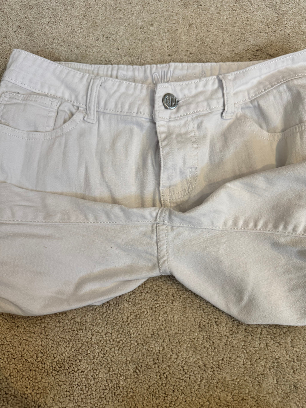 NV Jeans White Distressed Cropped Denim Womens 13 Mid Rise Stretch Raw Hem