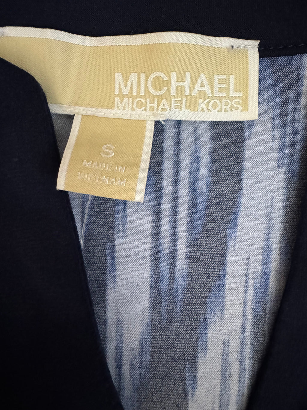 Michael Michael Kors S Blue Printed Shift Dress 3/4 Sleeve NWT
