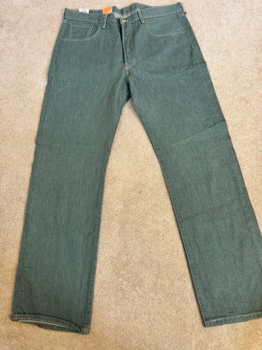 Levi’s 501 Original Fit Green Denim Jeans Button Fly W38 L32 NWT